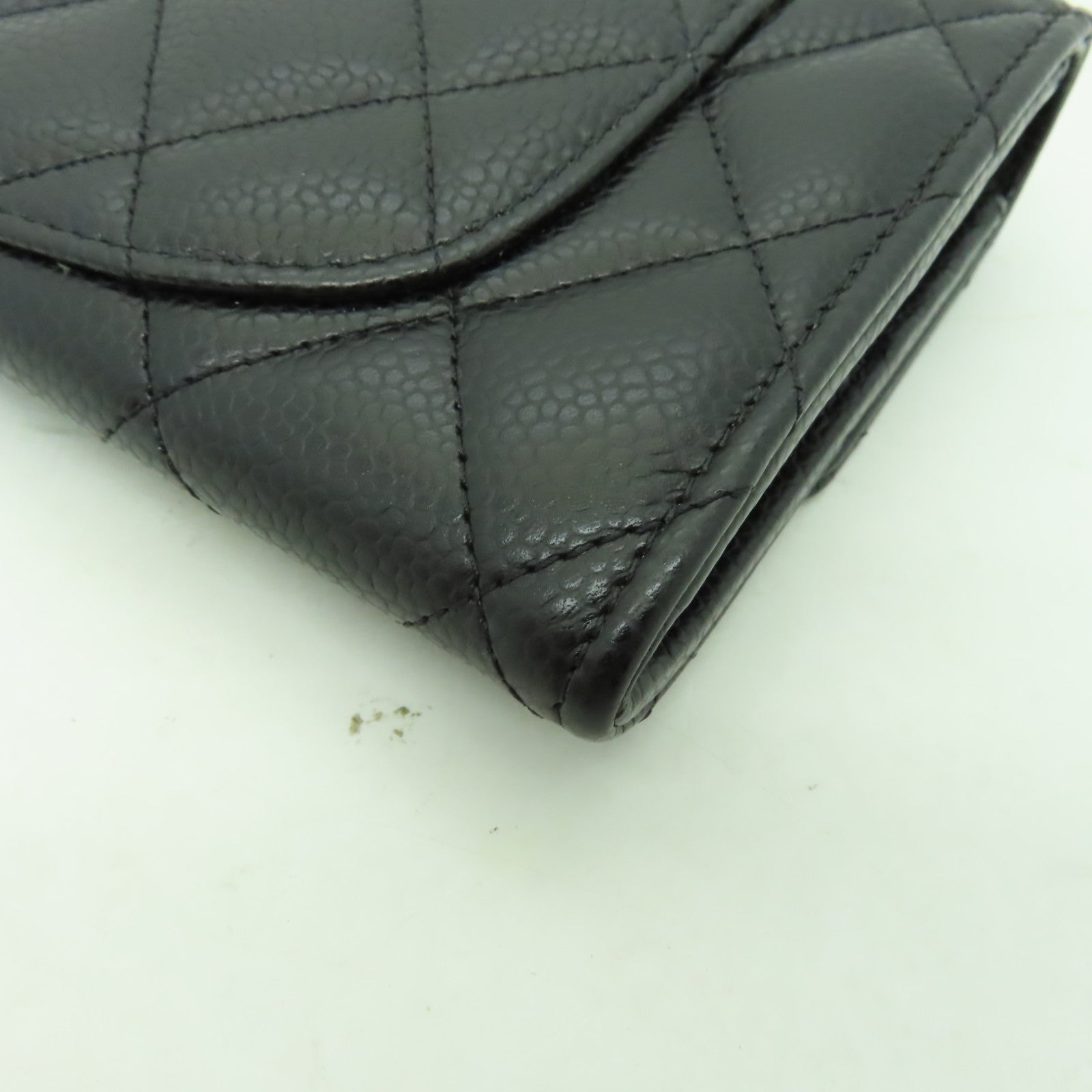CHANEL 菱格Caviar皮革Long Wallet金扣長錢包黑色