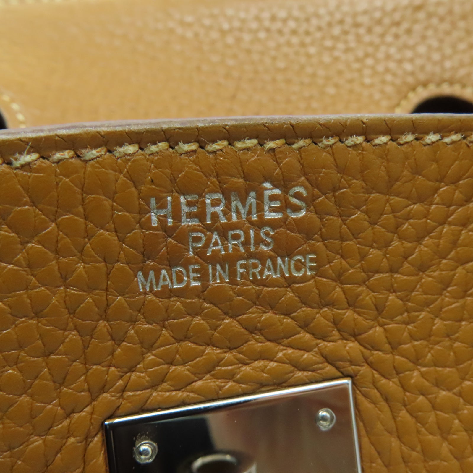 HERMES 【激减优惠】Clemence皮革Birkin 35银扣手挽袋啡色