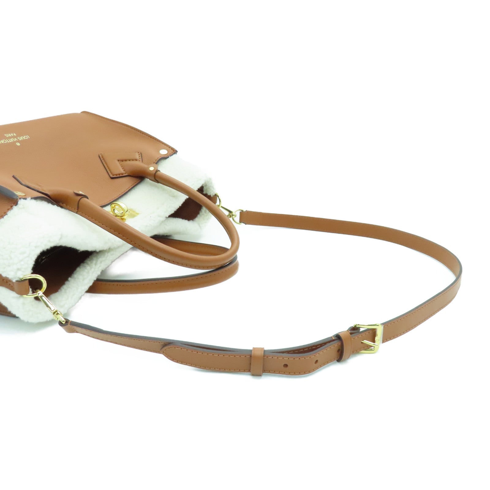 LOUIS VUITTON 牛皮皮革On My Side MM金扣肩背袋啡色
