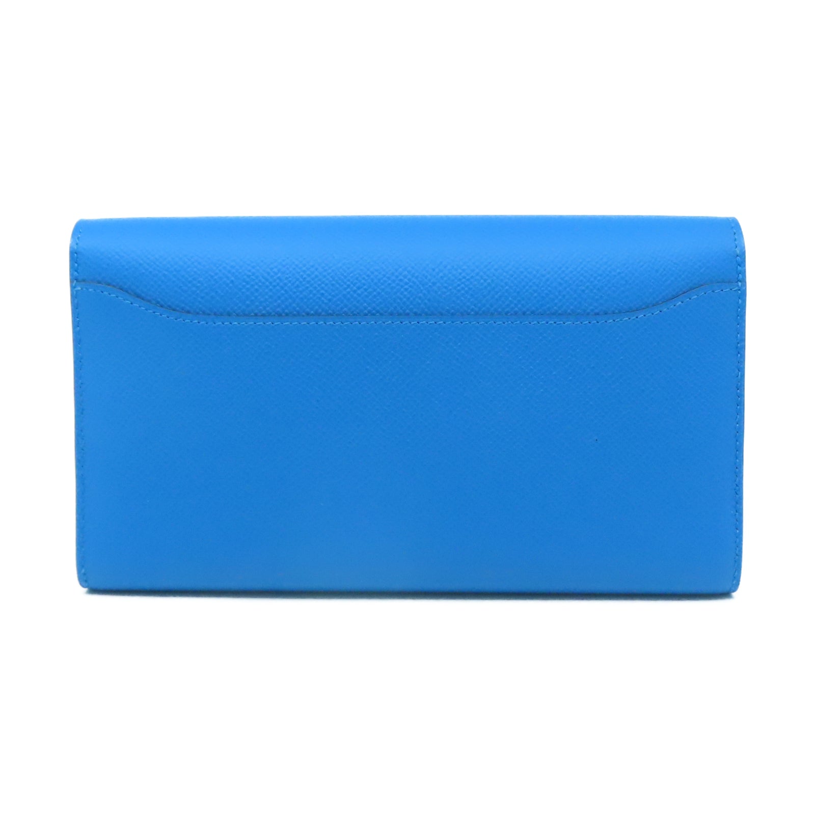 HERMES Epsom皮革Constance Long Wallet銀扣長錢包藍色