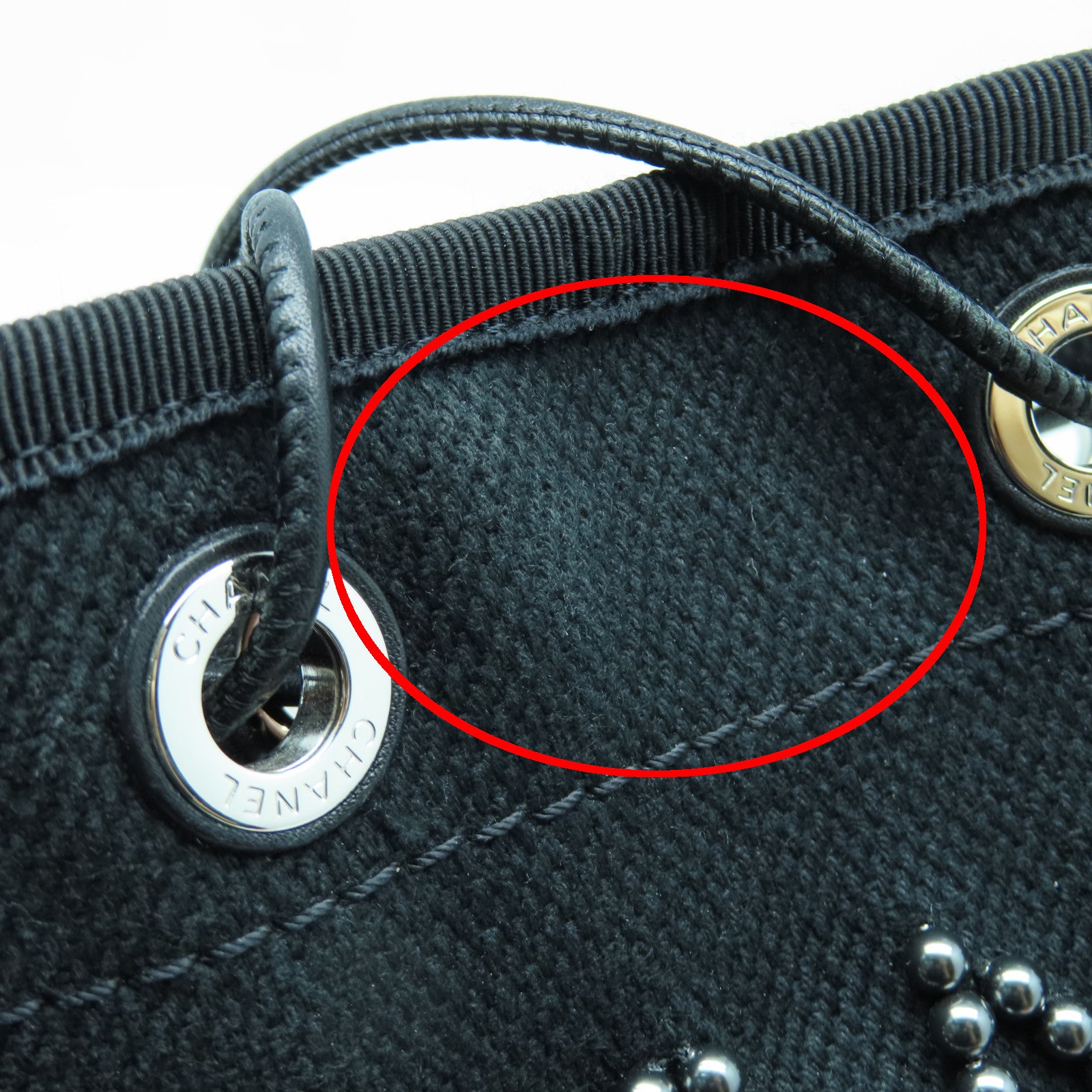 CHANEL 帆布Chain Shoulder银扣链带肩背袋黑色