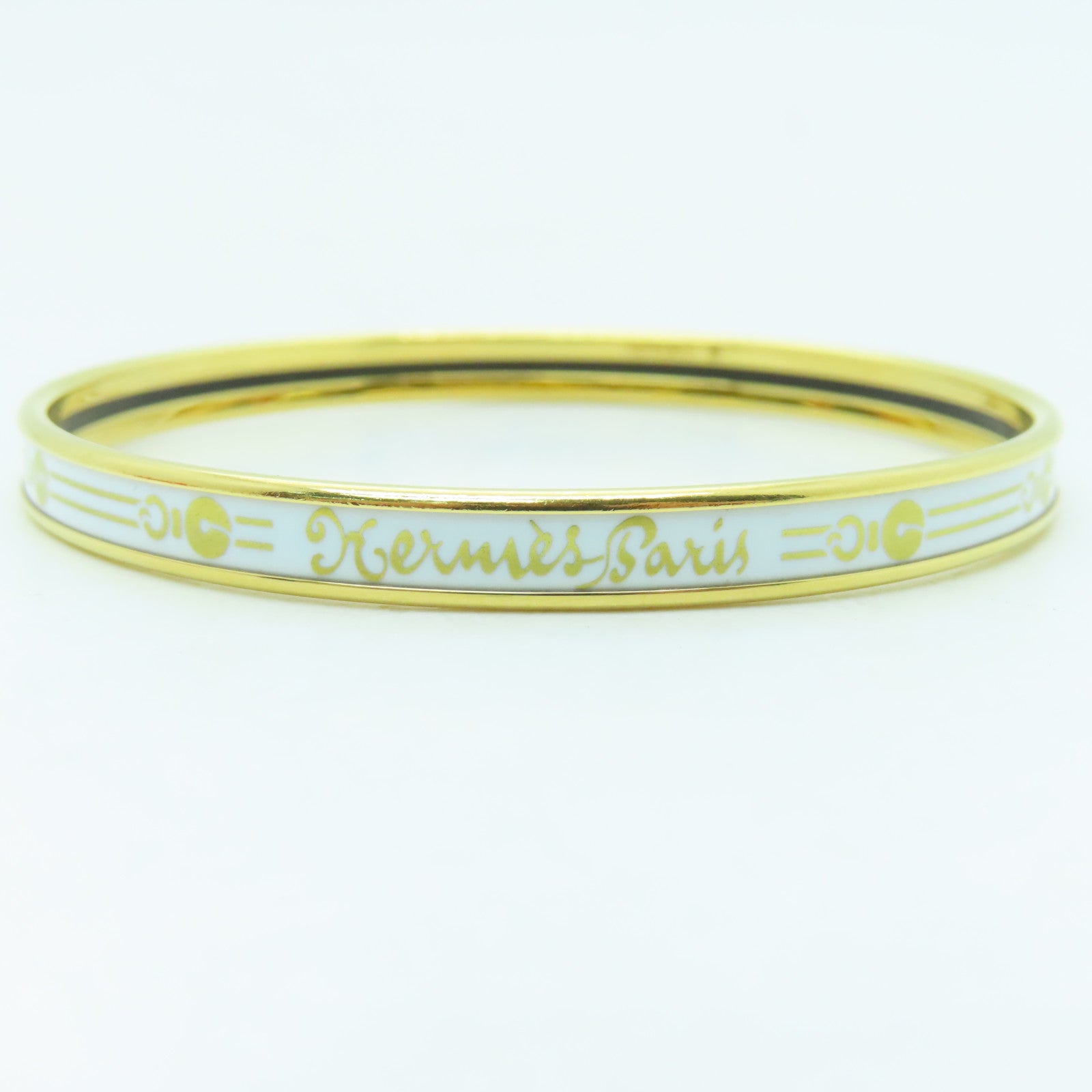 HERMES Metal Bangle Bracelet White/Gold