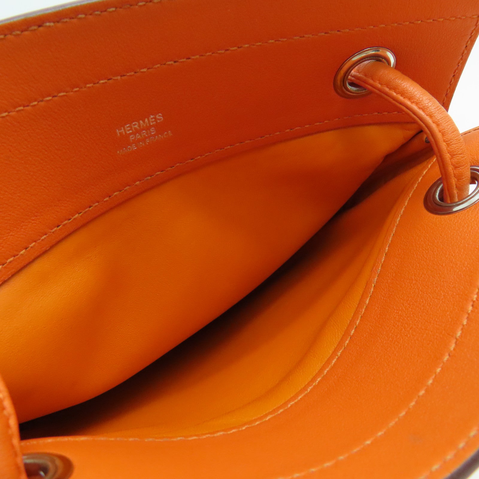 HERMES Swift皮革Aline Min銀扣肩背袋橙色