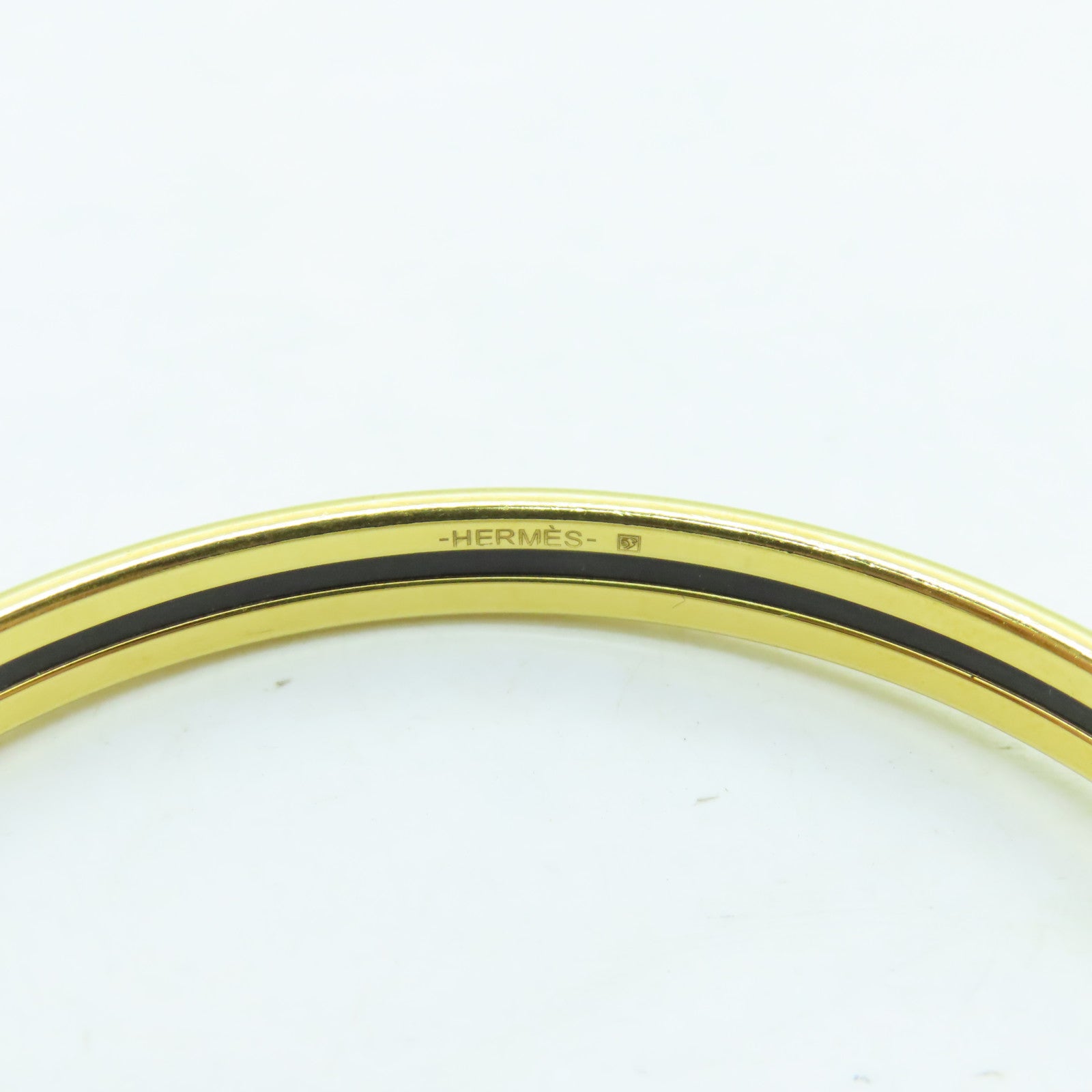 HERMES Metal Bangle Bracelet White/Gold