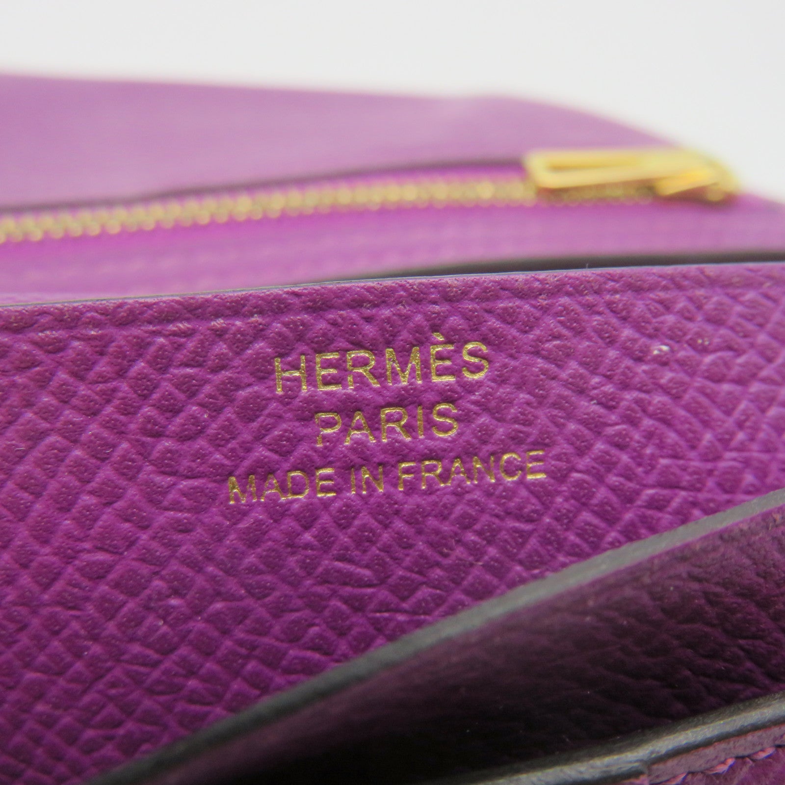 HERMES Epsom Leather Bearn W Snap Gold Buckle Wallet Anemone Purple
