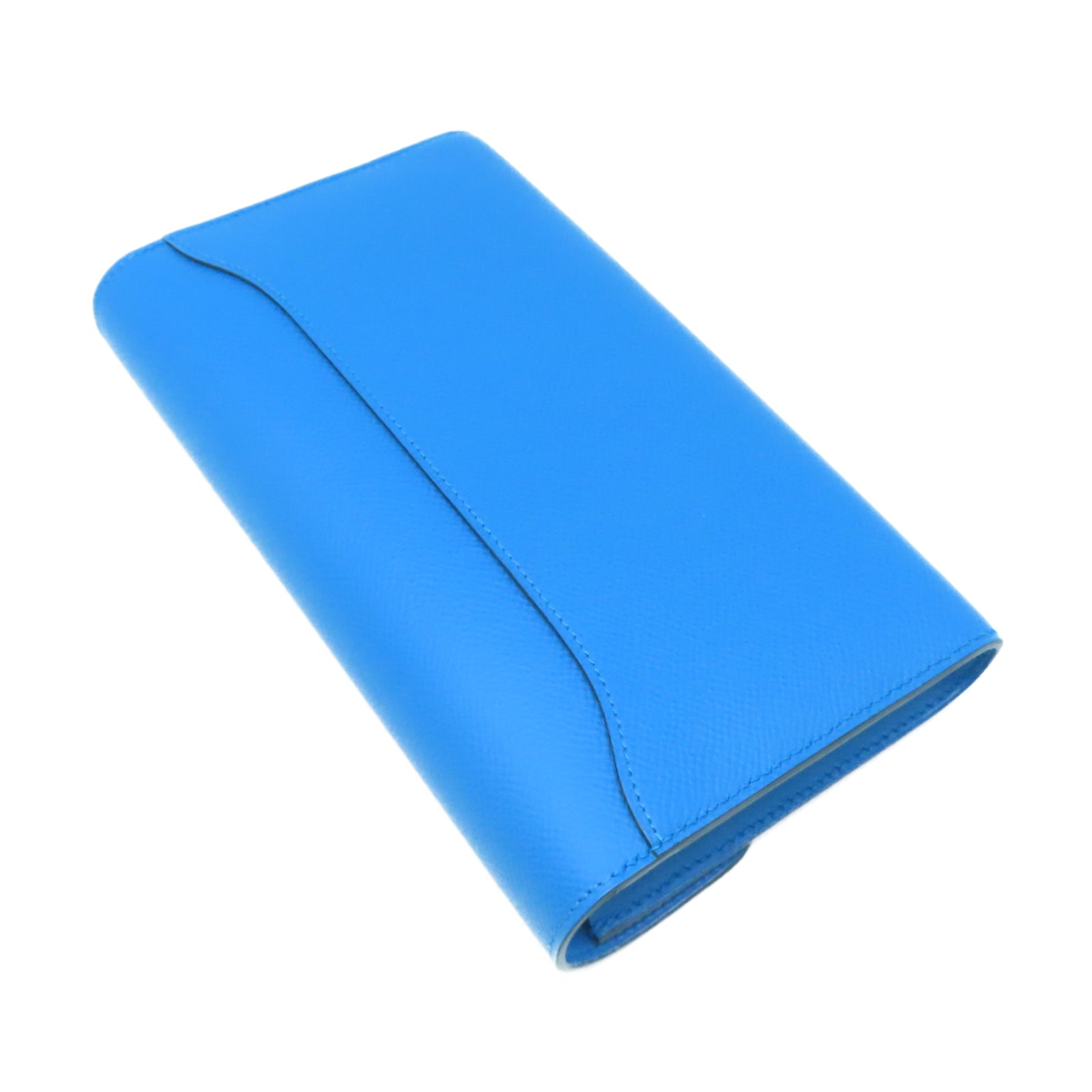 HERMES Epsom皮革Constance Long Wallet銀扣長錢包藍色