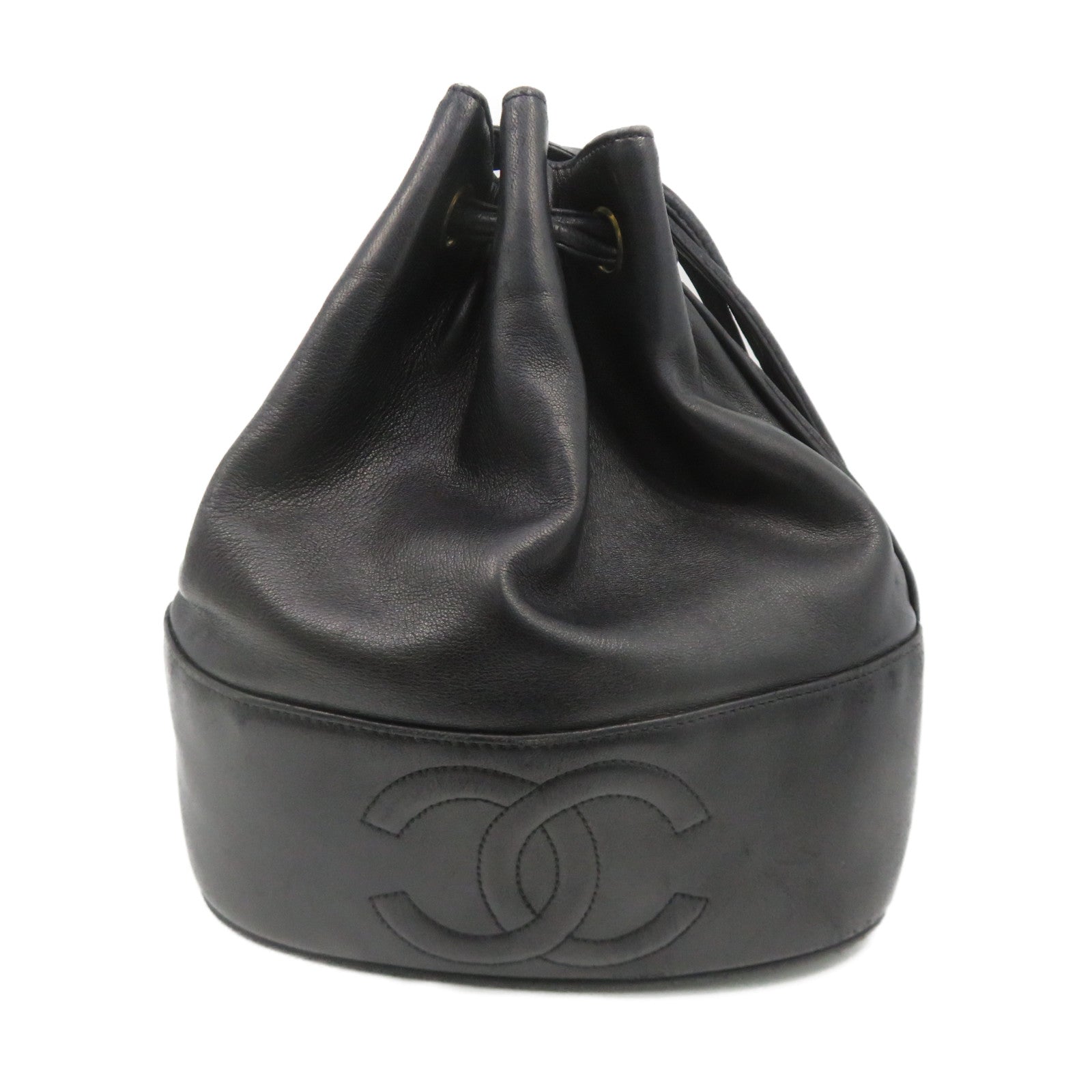CHANEL [Sharp Reduction Offer] Sheepskin Leather Vintage Timeless Bucket Bag Gold Buckle Shoulder Bag Black
