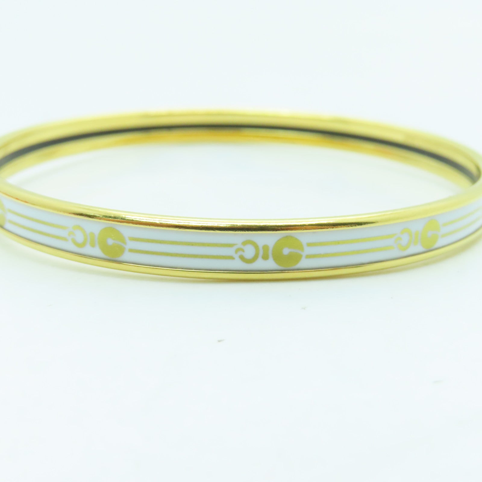 HERMES Metal Bangle Bracelet White/Gold