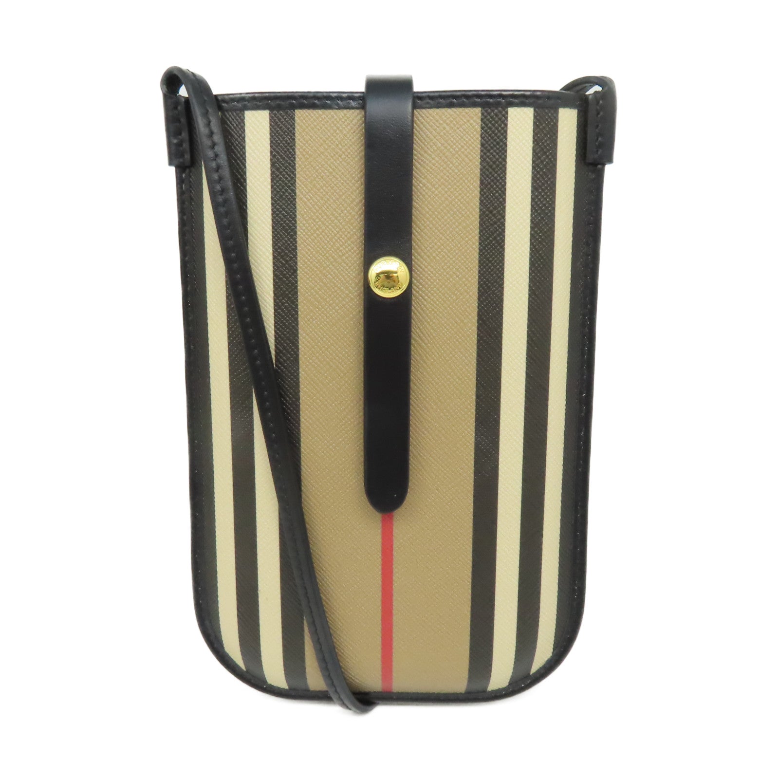 BURBERRY 塗層皮革Phone Shoulder Bag銀扣肩背袋啡色/黑色