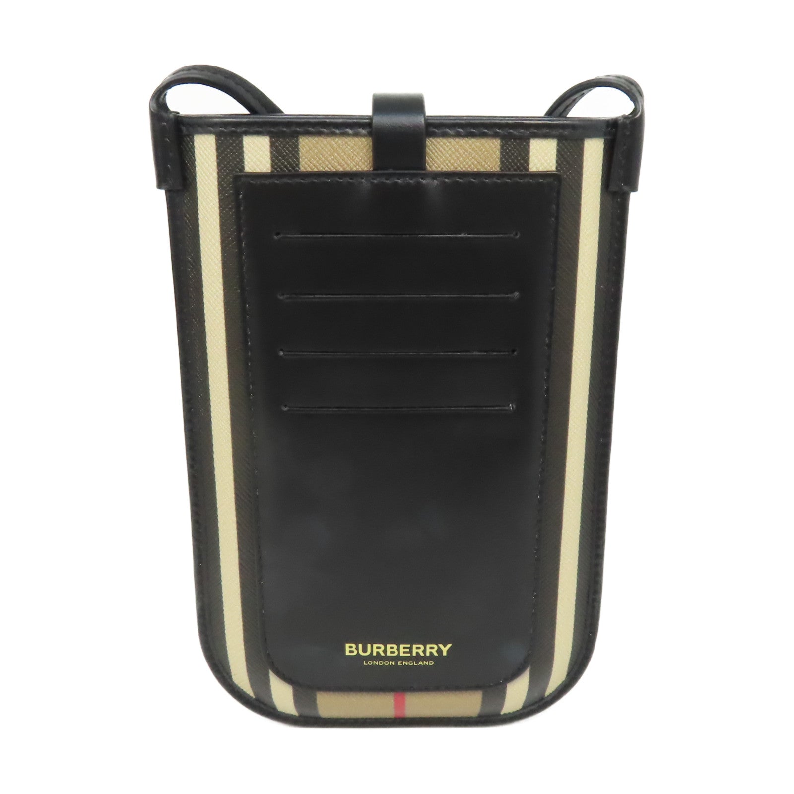 BURBERRY 塗層皮革Phone Shoulder Bag銀扣肩背袋啡色/黑色
