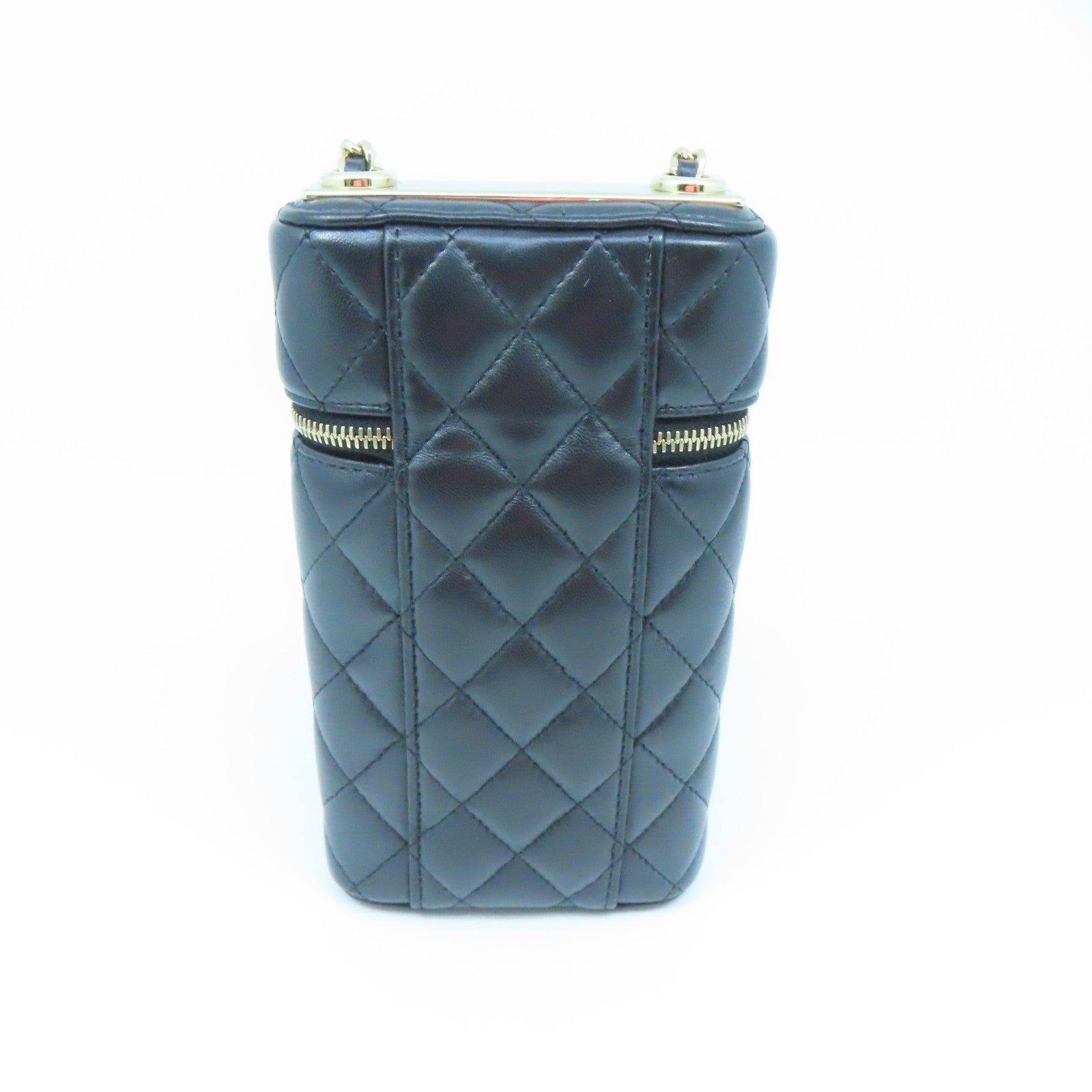 CHANEL 菱格羊皮皮革Chain Shoulder Bag金扣鏈帶肩背袋黑色
