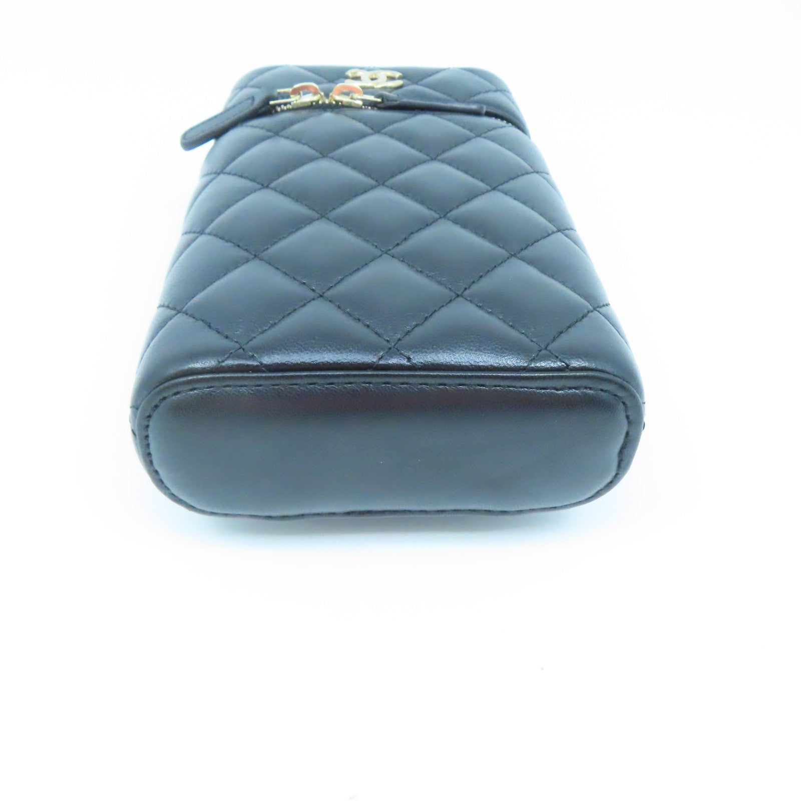 CHANEL 菱格羊皮皮革Chain Shoulder Bag金扣鏈帶肩背袋黑色