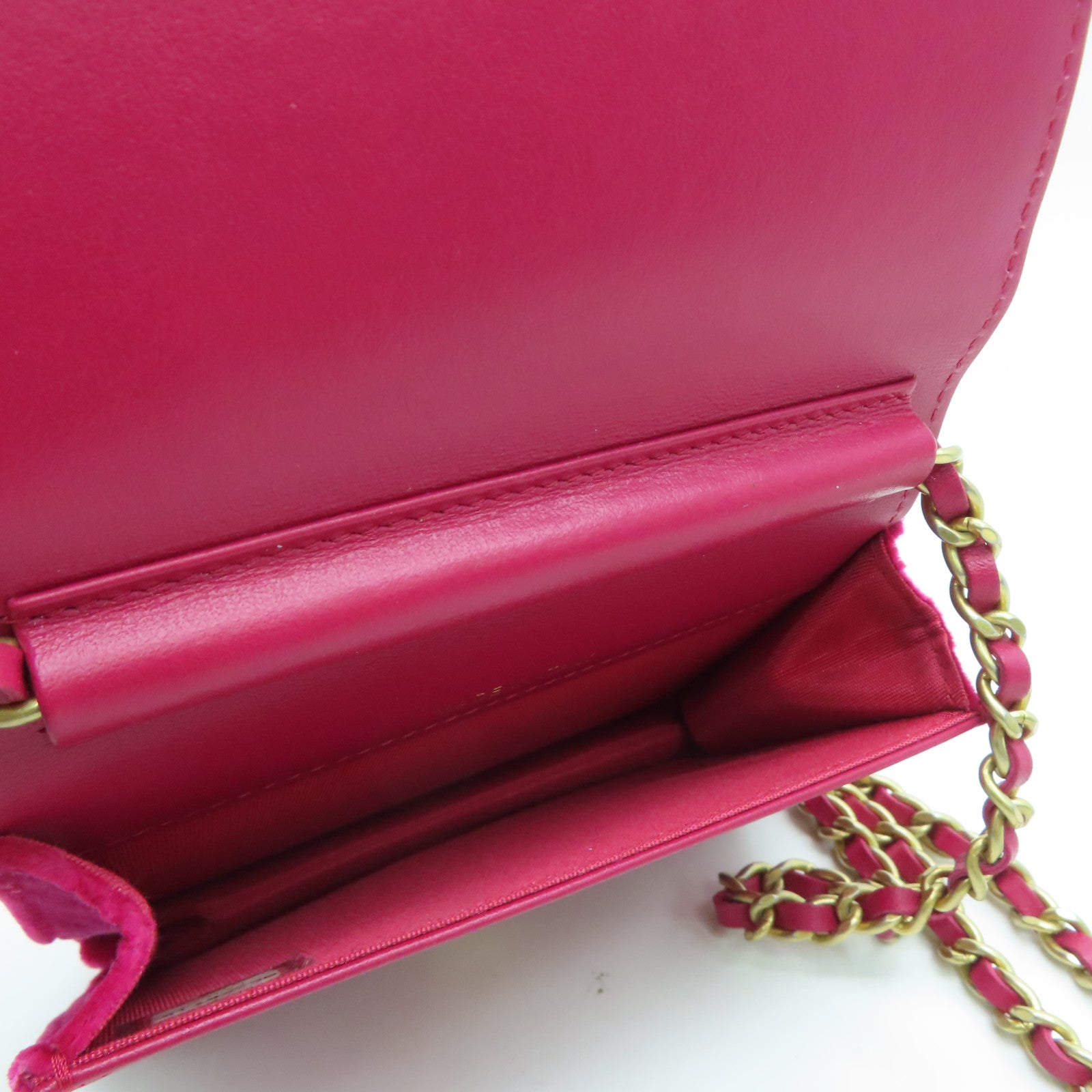 CHANEL 【激減優惠】Velvet Chain Shoulder金扣鏈帶肩背袋紅色