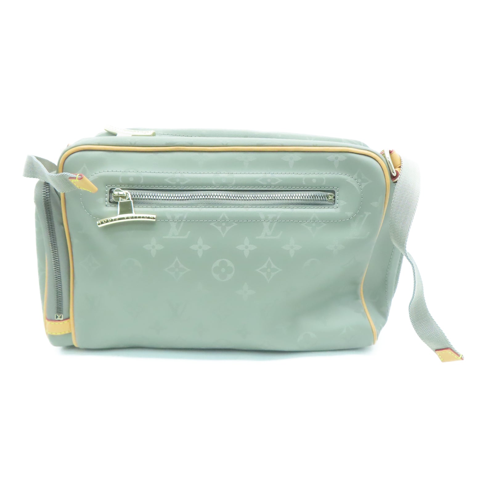 LOUIS VUITTON Mono-Titanium Camera Bag gold buckle shoulder bag silver