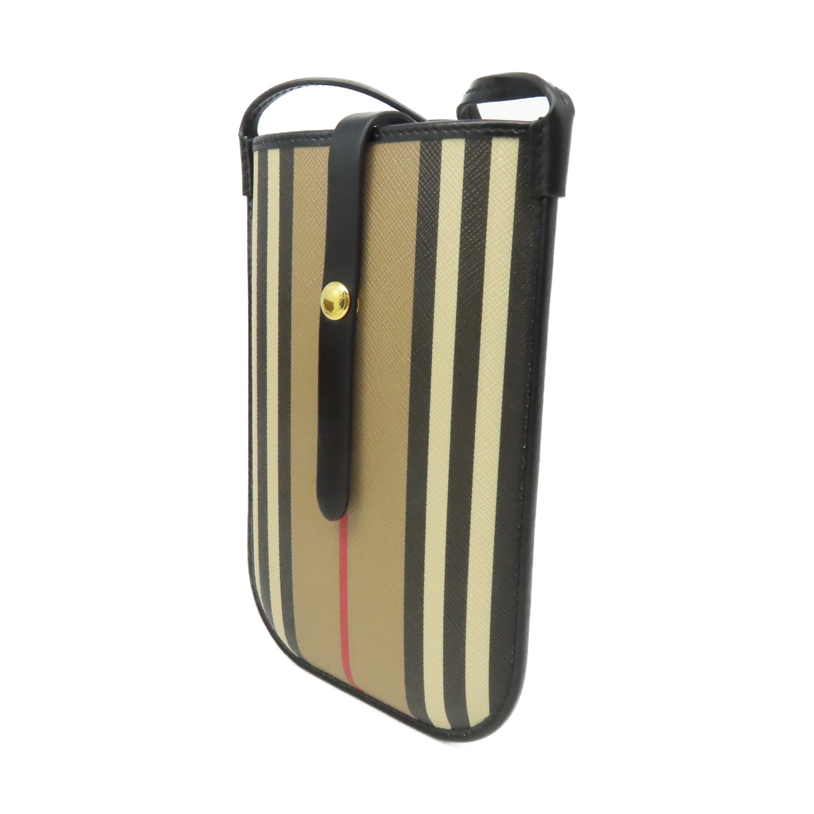 BURBERRY 塗層皮革Phone Shoulder Bag銀扣肩背袋啡色/黑色