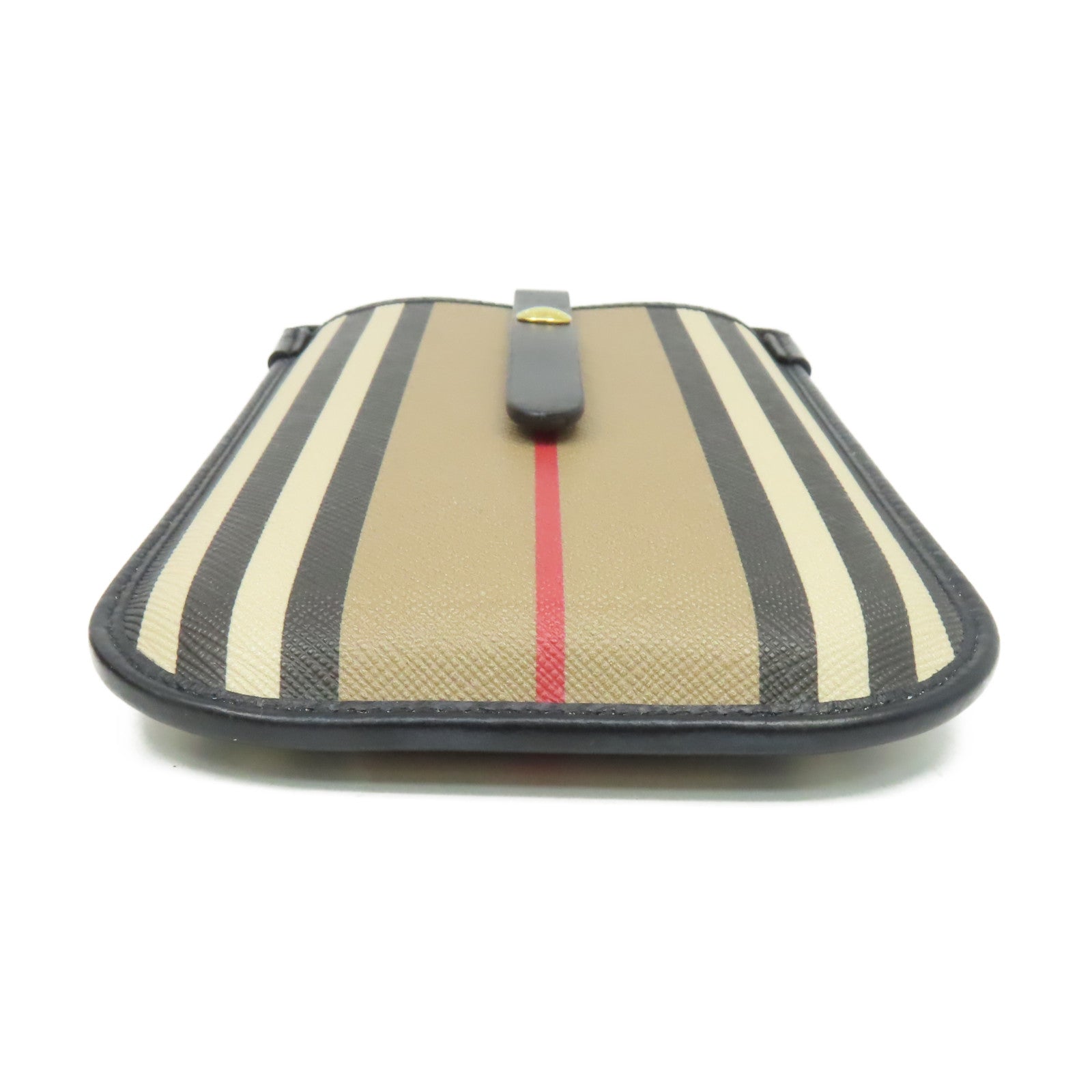 BURBERRY 塗層皮革Phone Shoulder Bag銀扣肩背袋啡色/黑色