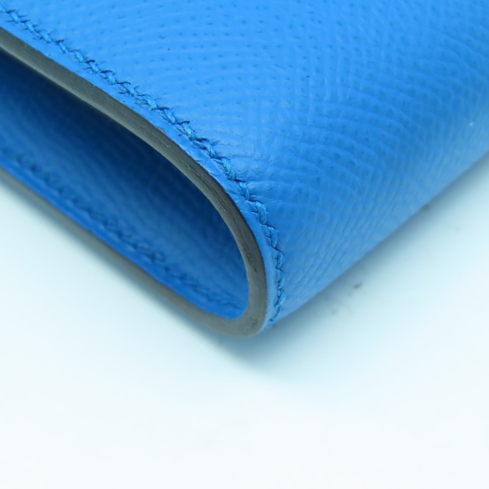 HERMES Epsom皮革Constance Long Wallet銀扣長錢包藍色