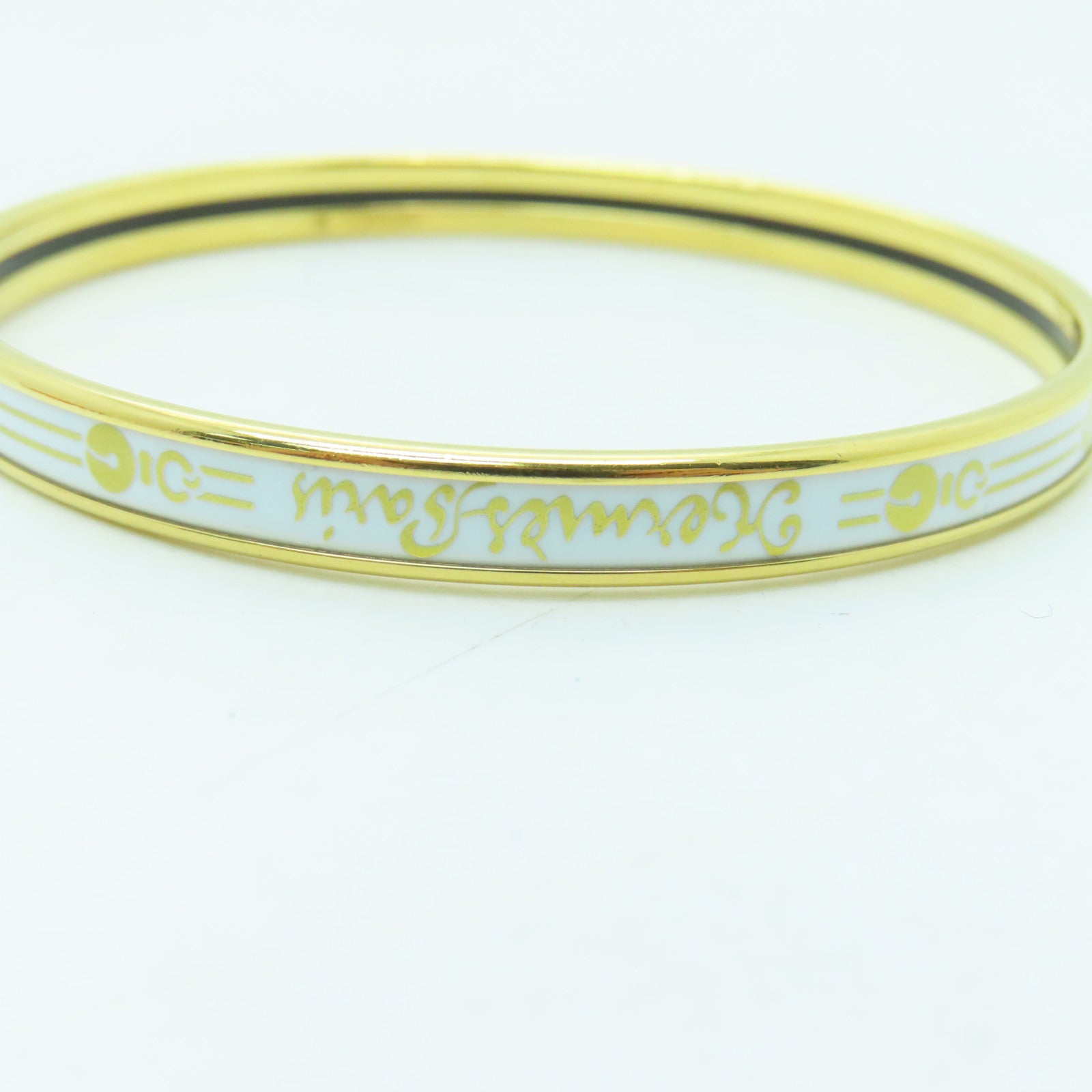 HERMES Metal Bangle Bracelet White/Gold