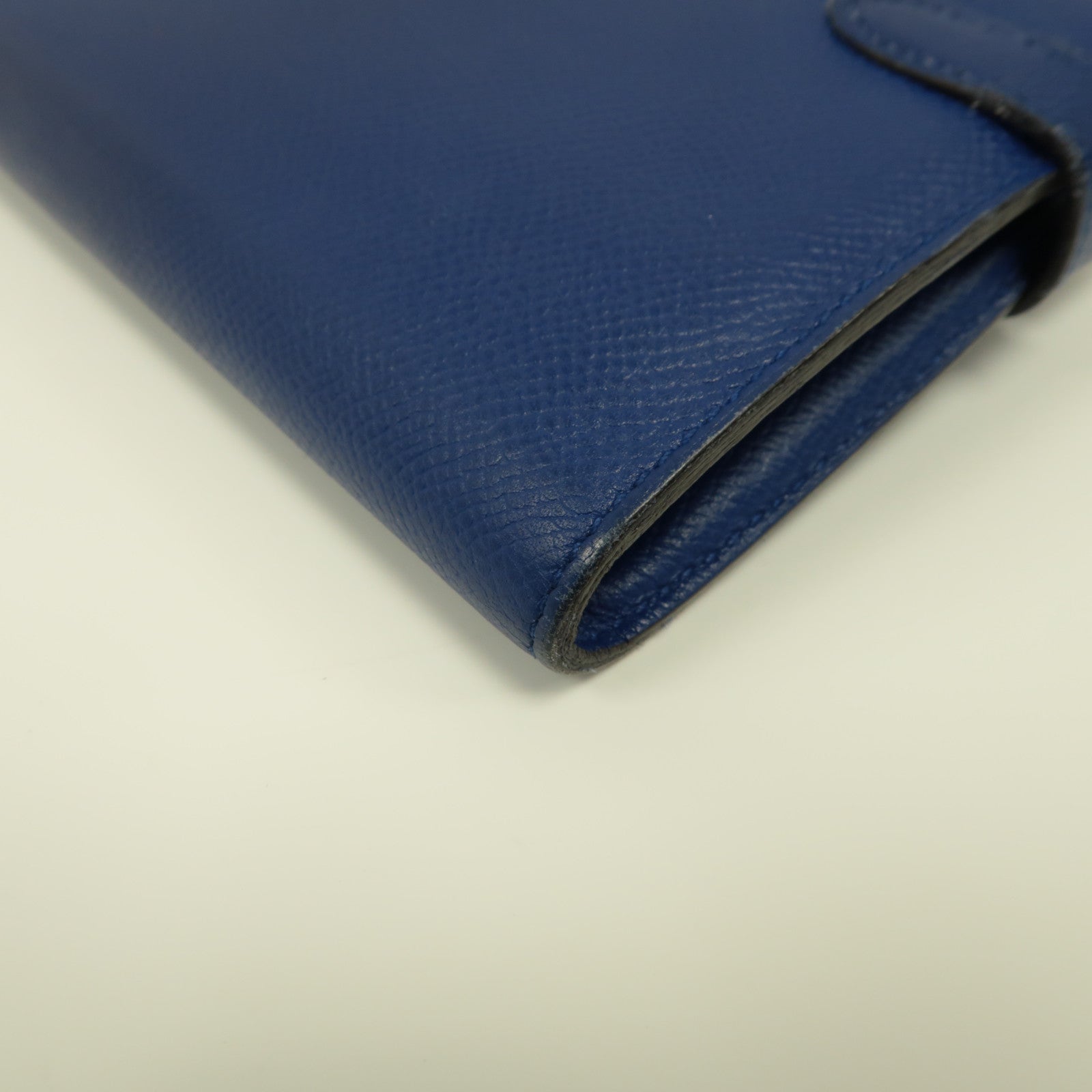HERMES Epsom皮革Kelly Wallet銀扣長錢包電光藍色