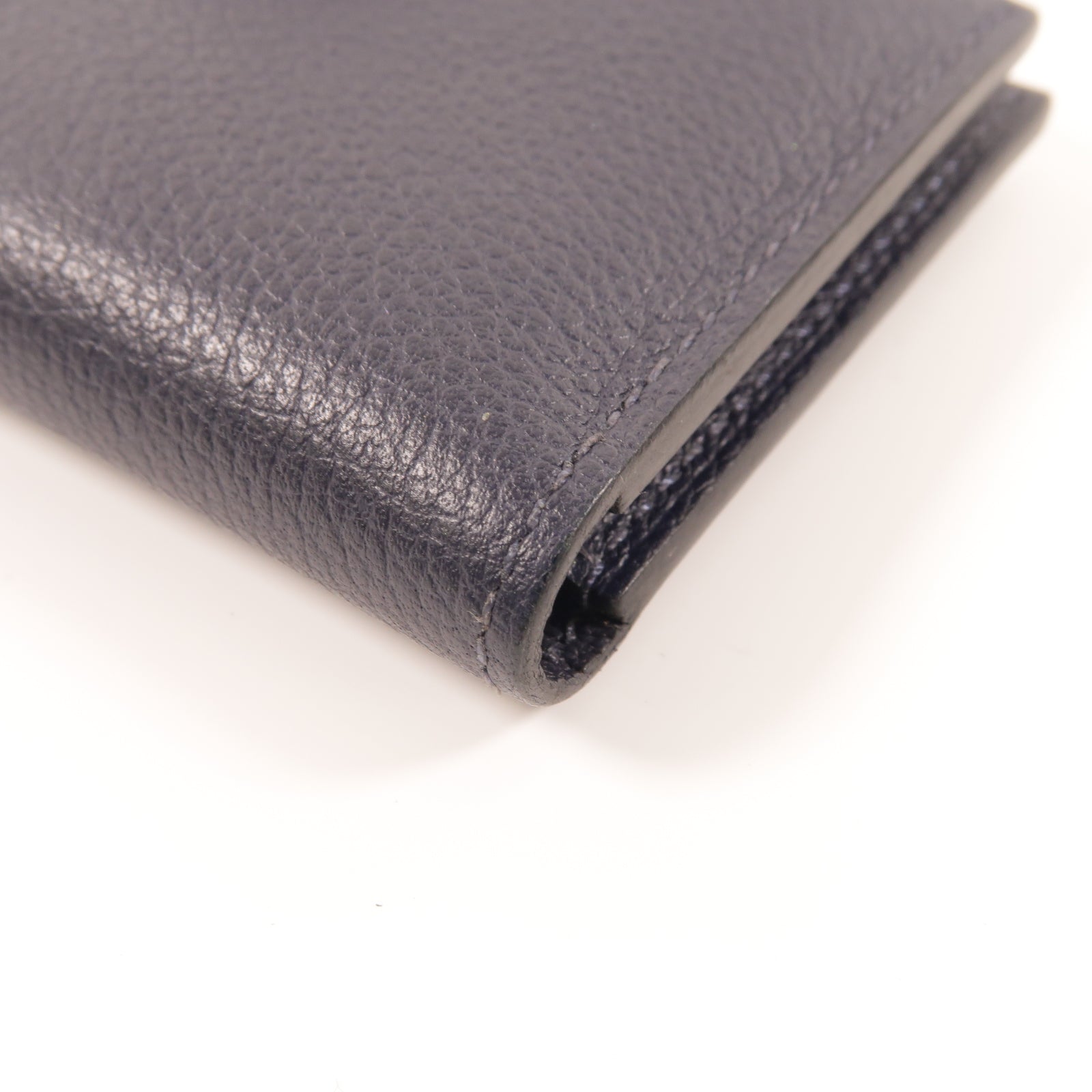 HERMES Evercolor皮革R M S Card Holder銀扣卡片套深藍色