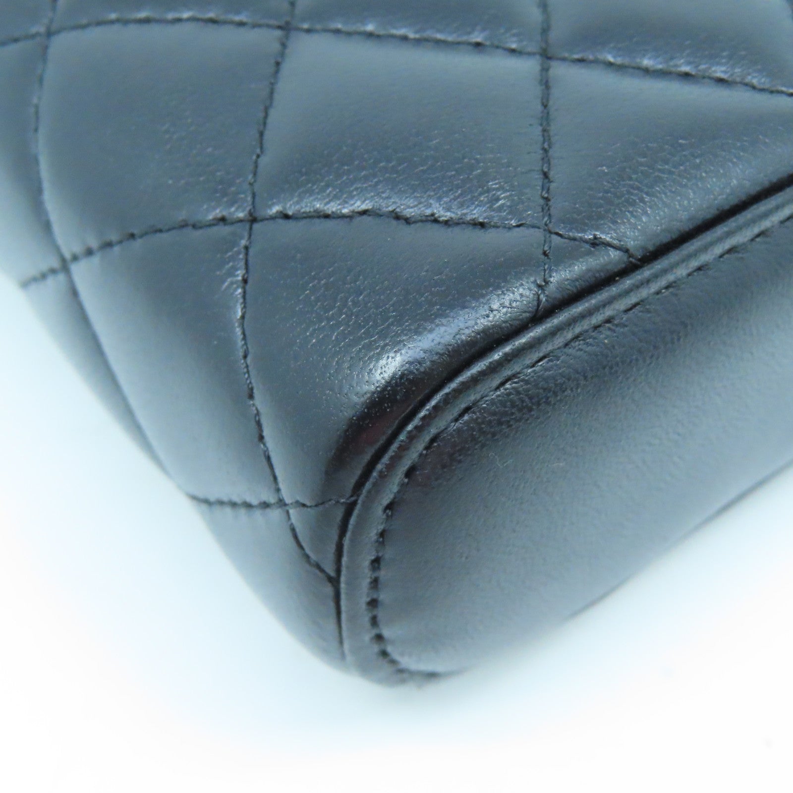 CHANEL 菱格羊皮皮革Chain Shoulder Bag金扣鏈帶肩背袋黑色