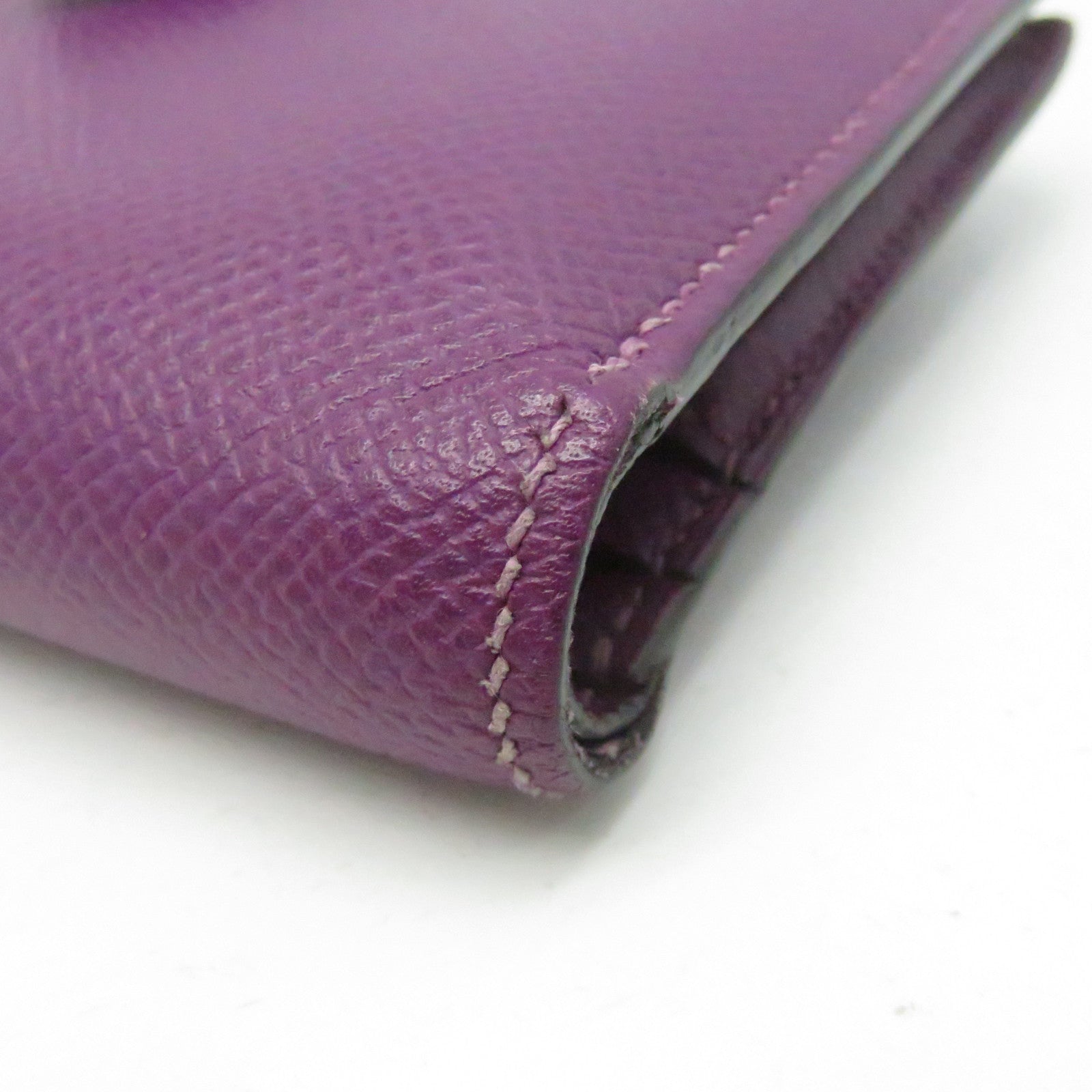 HERMES Epsom Leather Bearn W Snap Gold Buckle Wallet Anemone Purple
