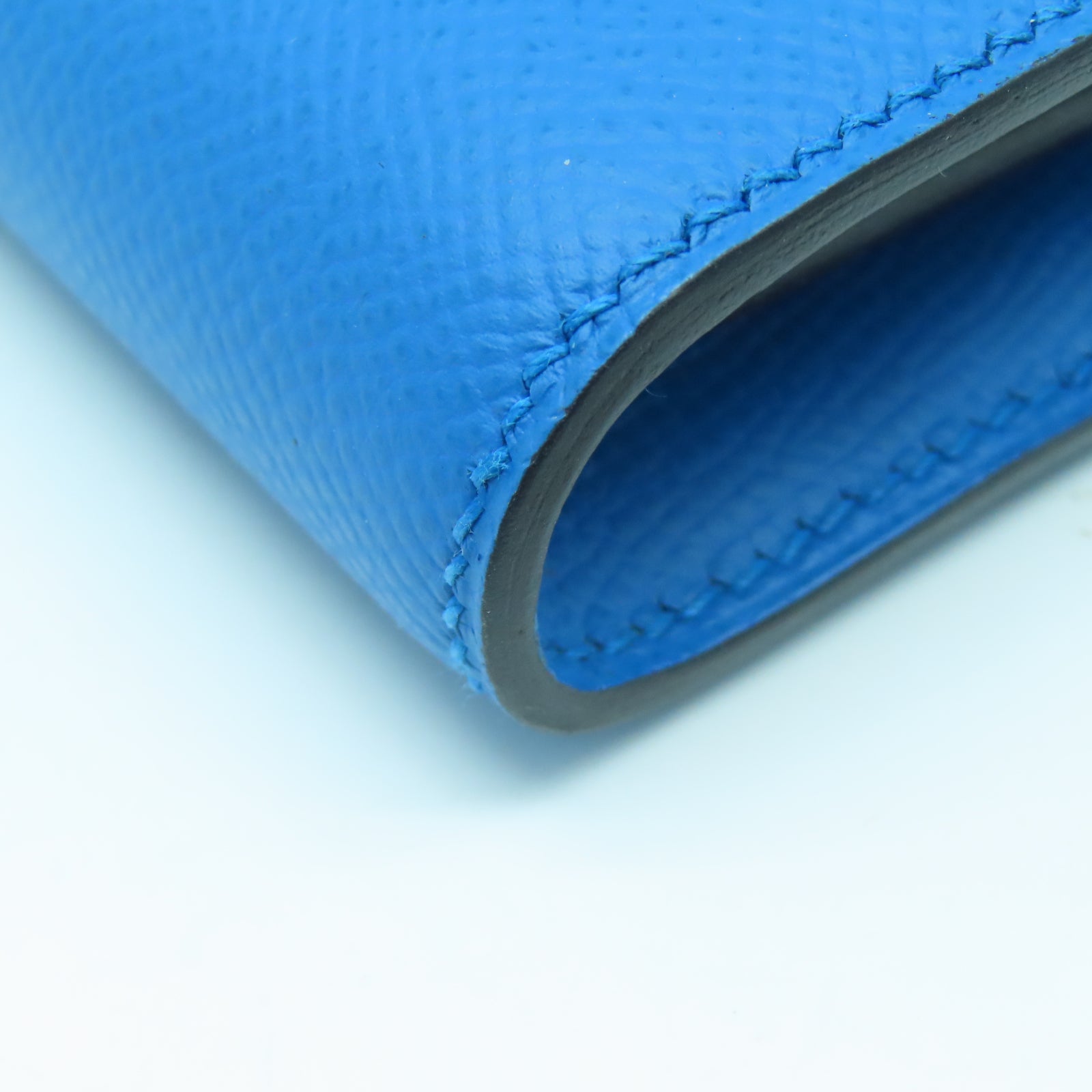 HERMES Epsom皮革Constance Long Wallet銀扣長錢包藍色