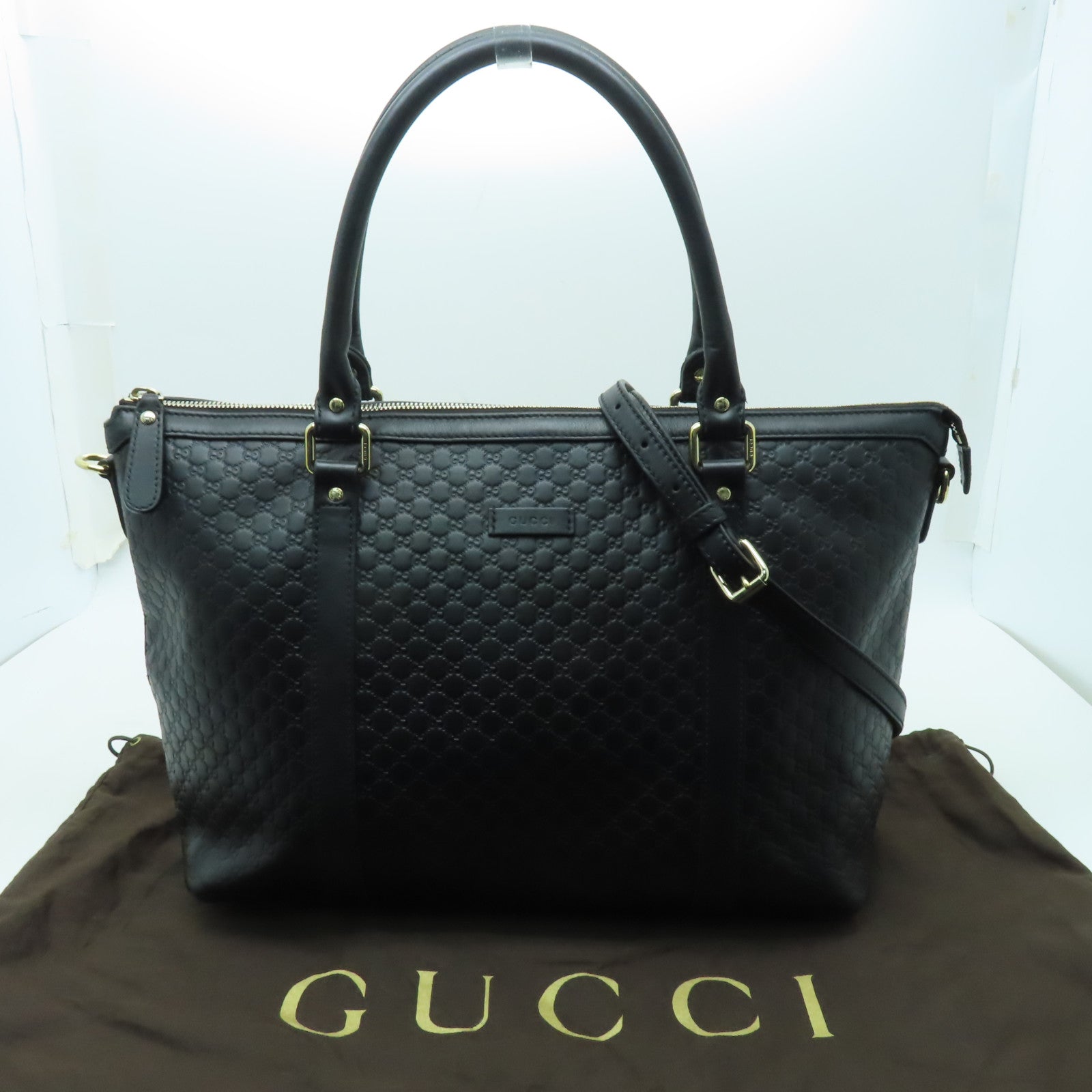 GUCCI 皮革2way Shoulder Bag金扣手挽肩背兩用袋黒色