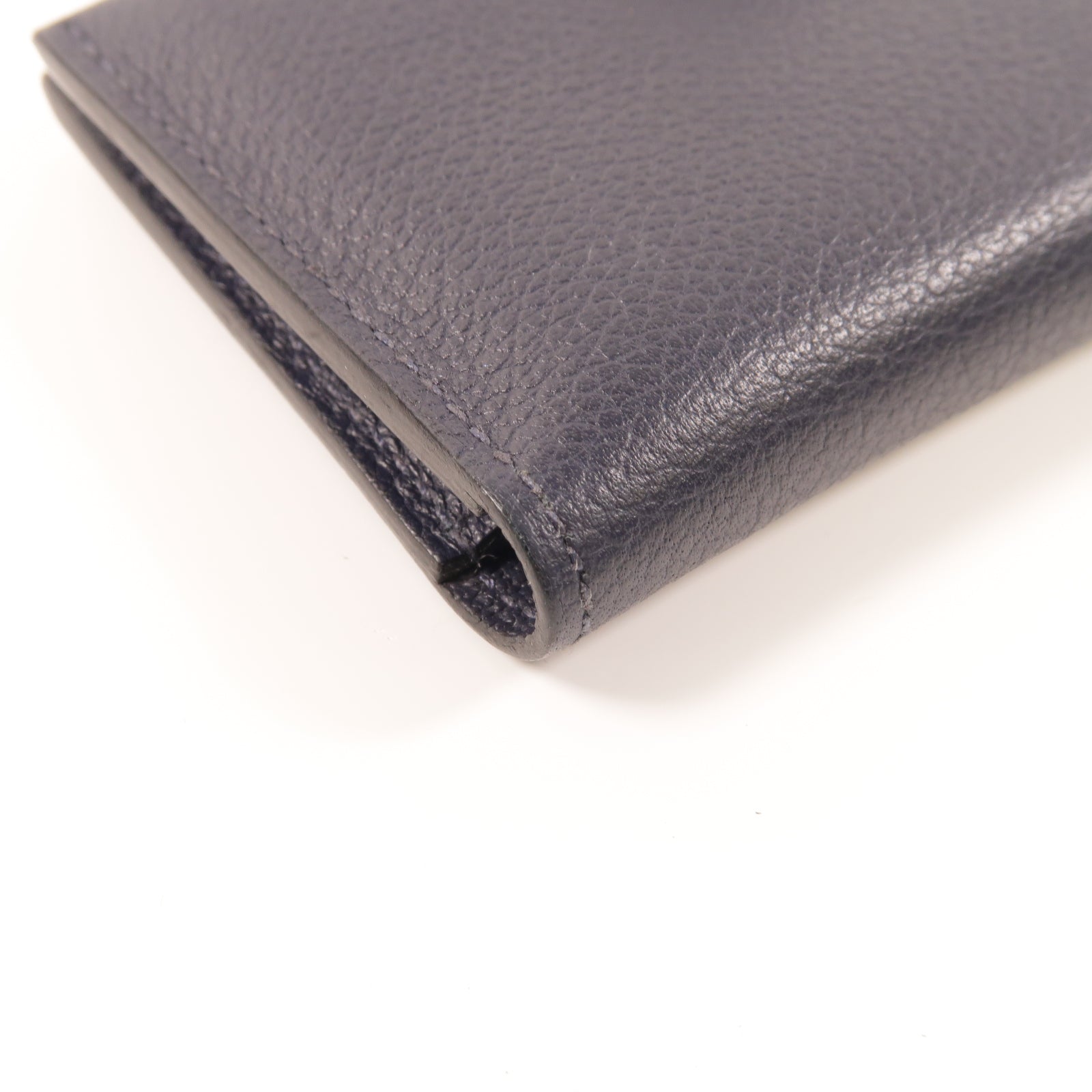 HERMES Evercolor皮革R M S Card Holder銀扣卡片套深藍色