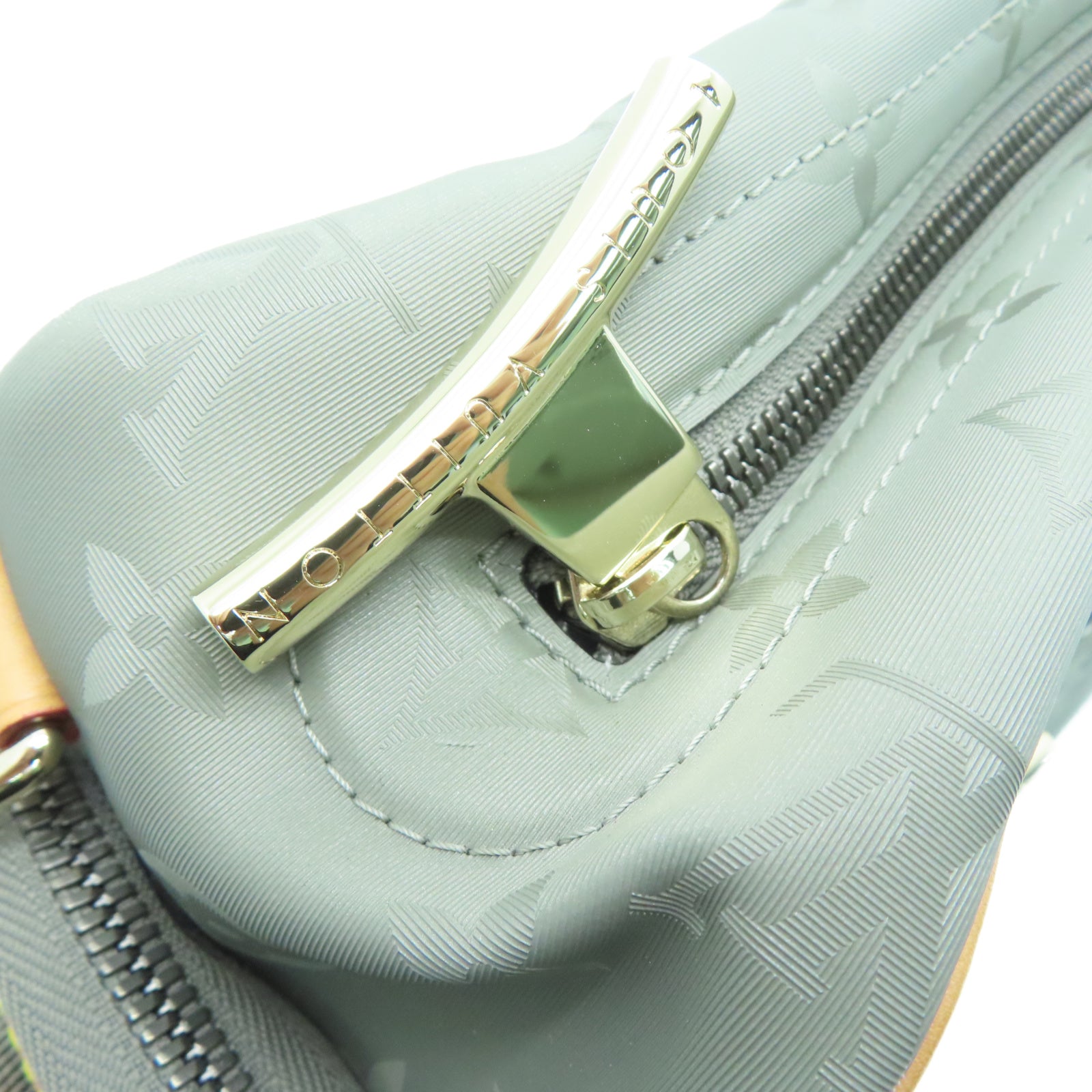 LOUIS VUITTON Mono-Titanium Camera Bag gold buckle shoulder bag silver