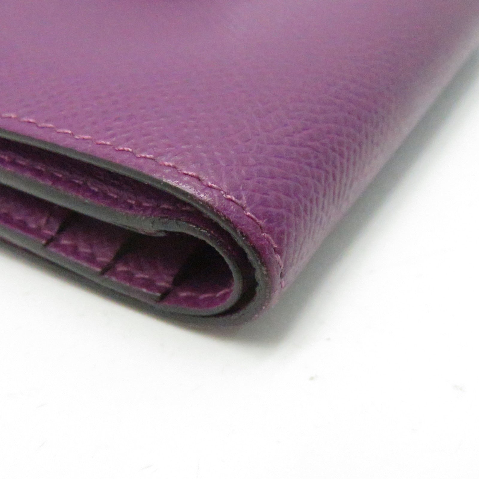 HERMES Epsom Leather Bearn W Snap Gold Buckle Wallet Anemone Purple
