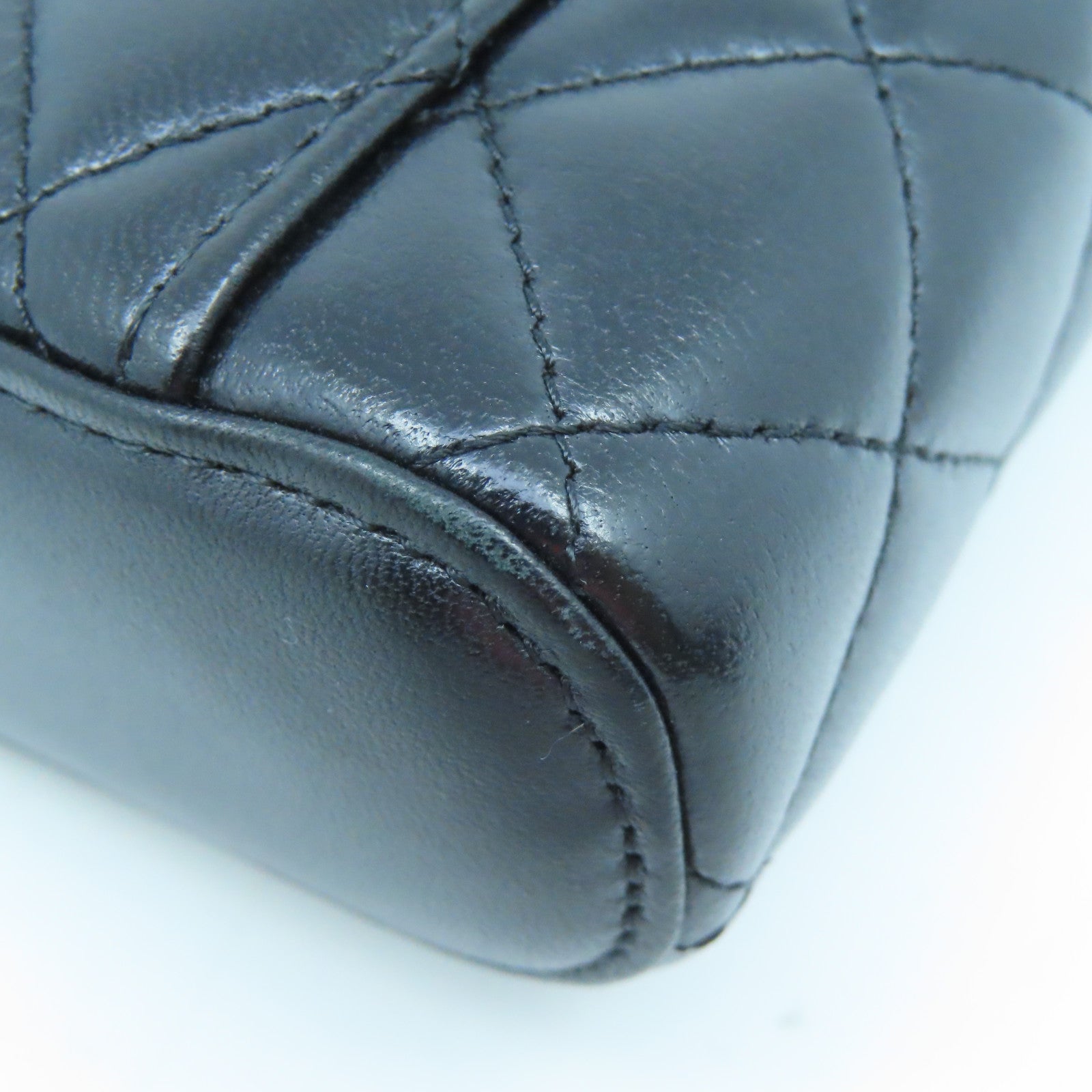 CHANEL 菱格羊皮皮革Chain Shoulder Bag金扣鏈帶肩背袋黑色