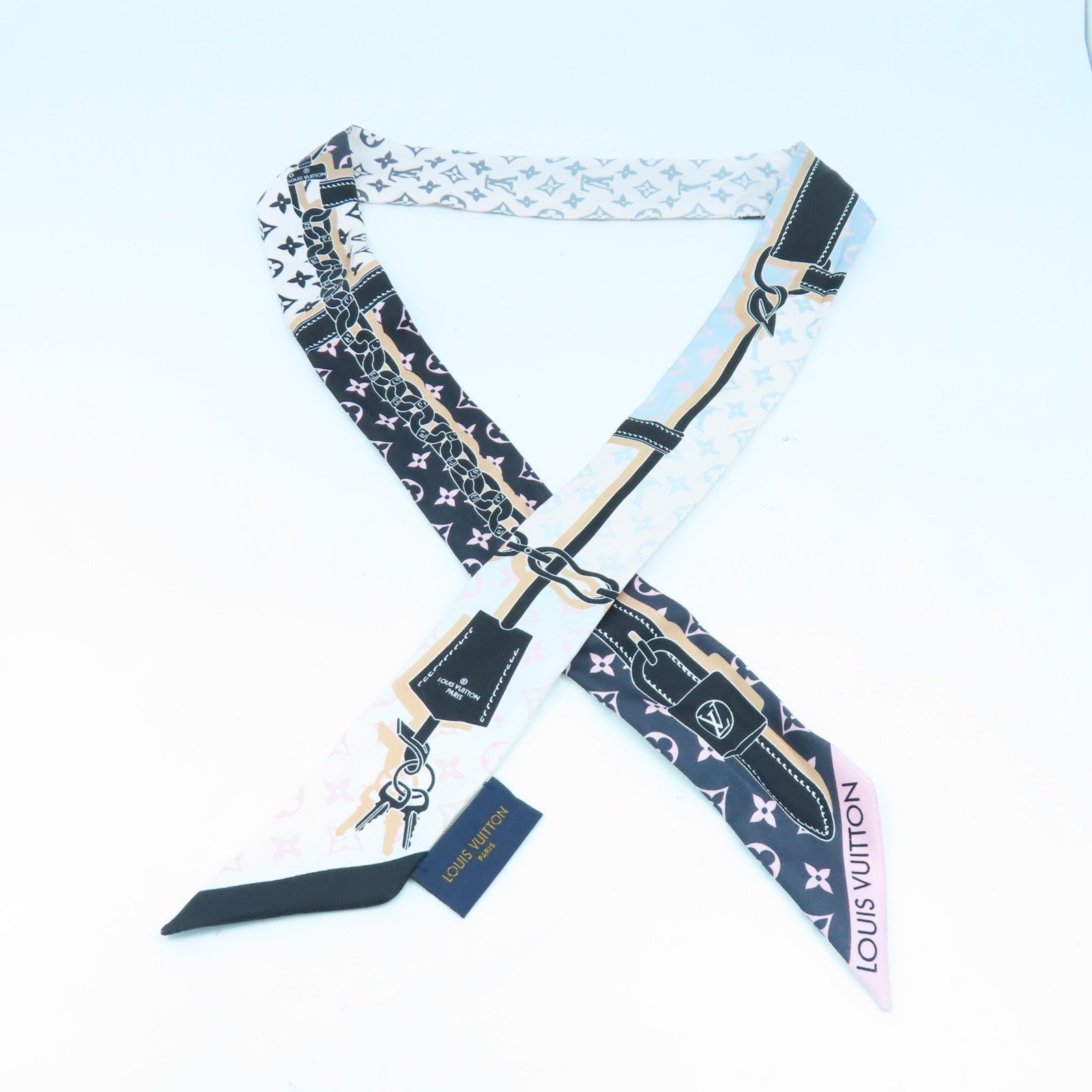 LOUIS VUITTON 絲質Scarf絲巾粉紅色/黑色/灰色