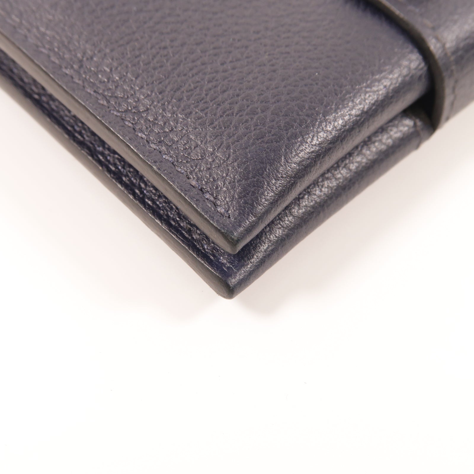 HERMES Evercolor皮革R M S Card Holder銀扣卡片套深藍色