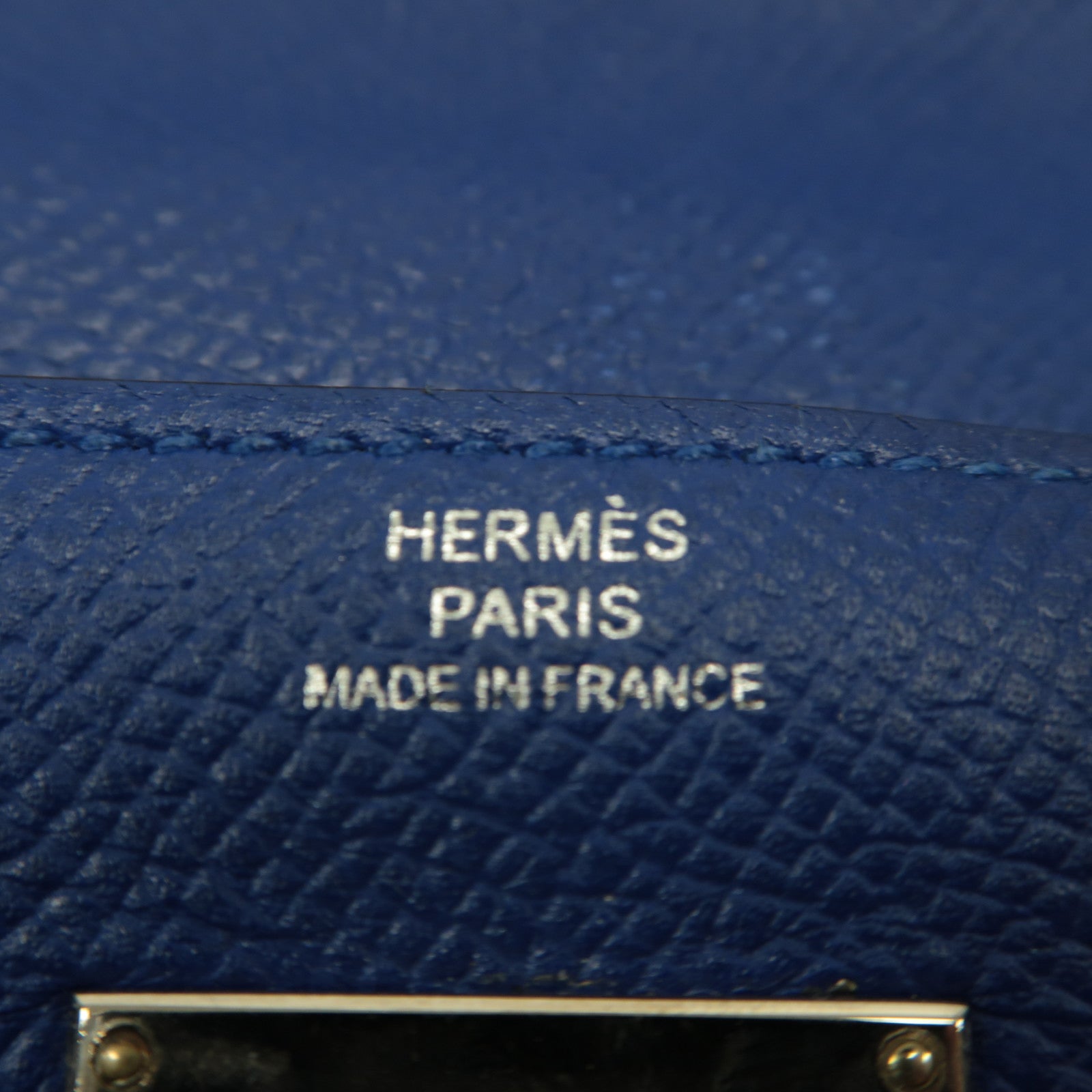 HERMES Epsom皮革Kelly Wallet銀扣長錢包電光藍色