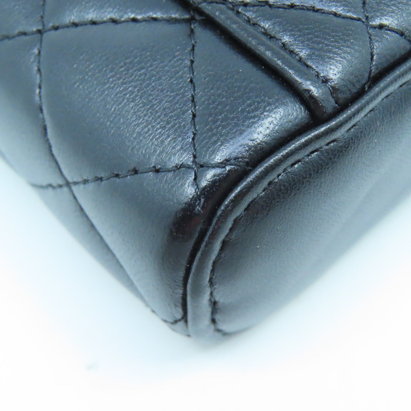 CHANEL 菱格羊皮皮革Chain Shoulder Bag金扣鏈帶肩背袋黑色