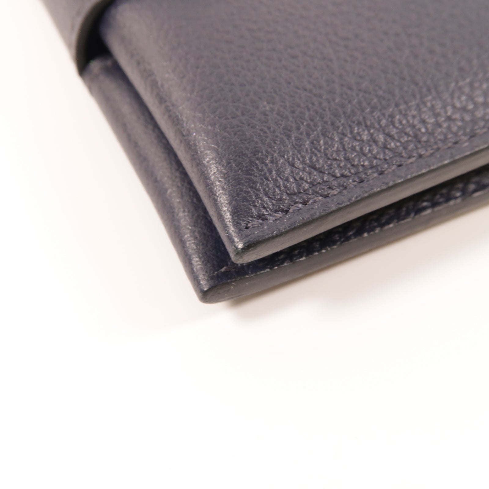 HERMES Evercolor皮革R M S Card Holder銀扣卡片套深藍色