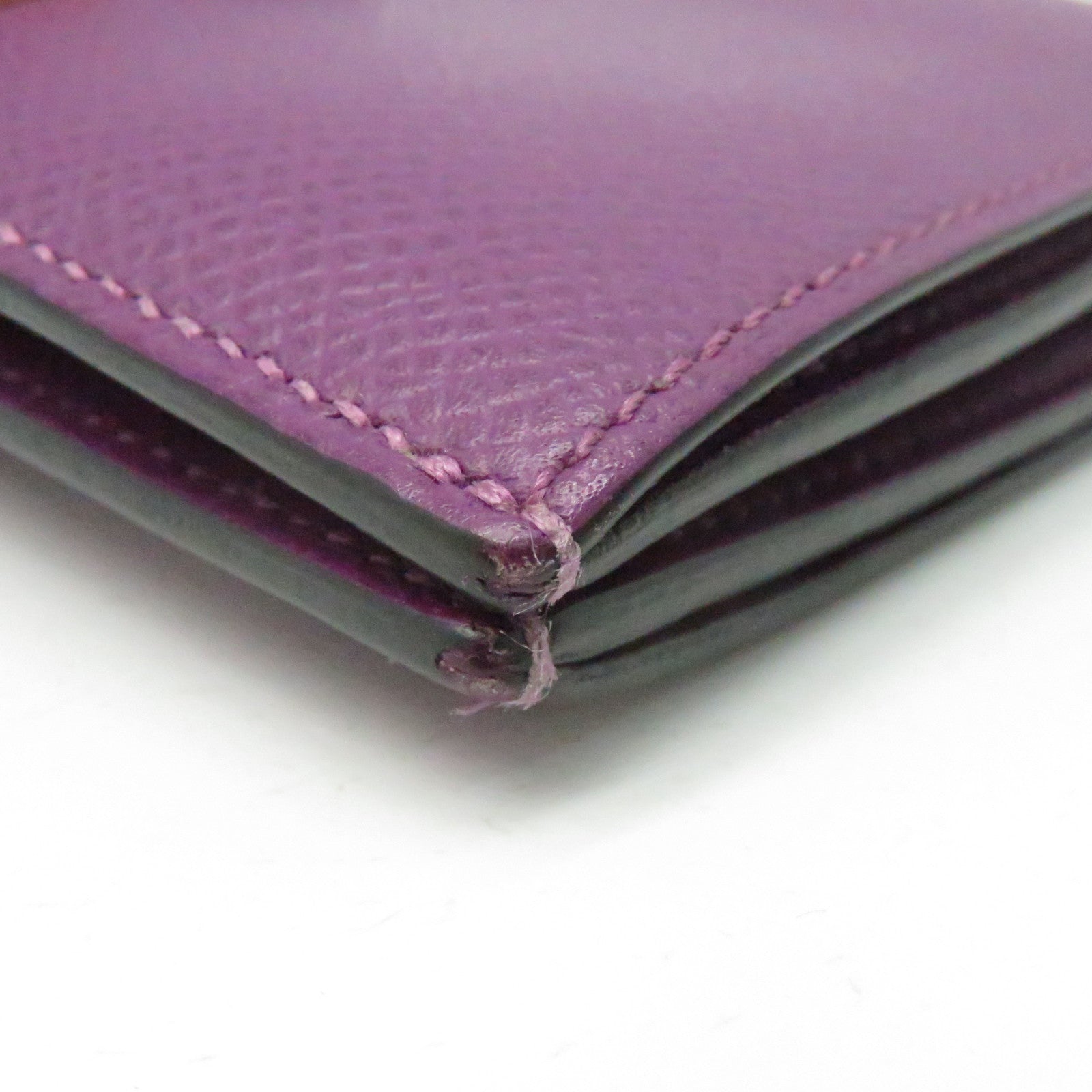HERMES Epsom Leather Bearn W Snap Gold Buckle Wallet Anemone Purple