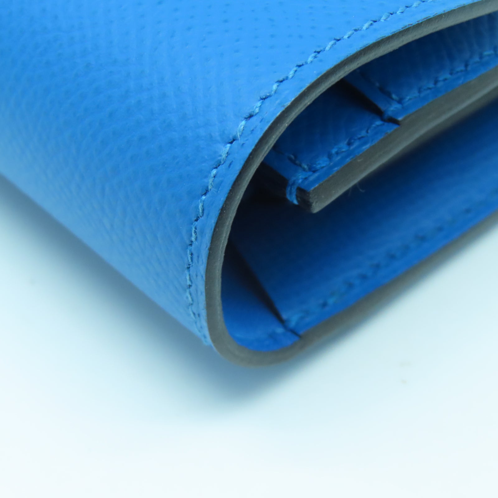 HERMES Epsom皮革Constance Long Wallet銀扣長錢包藍色