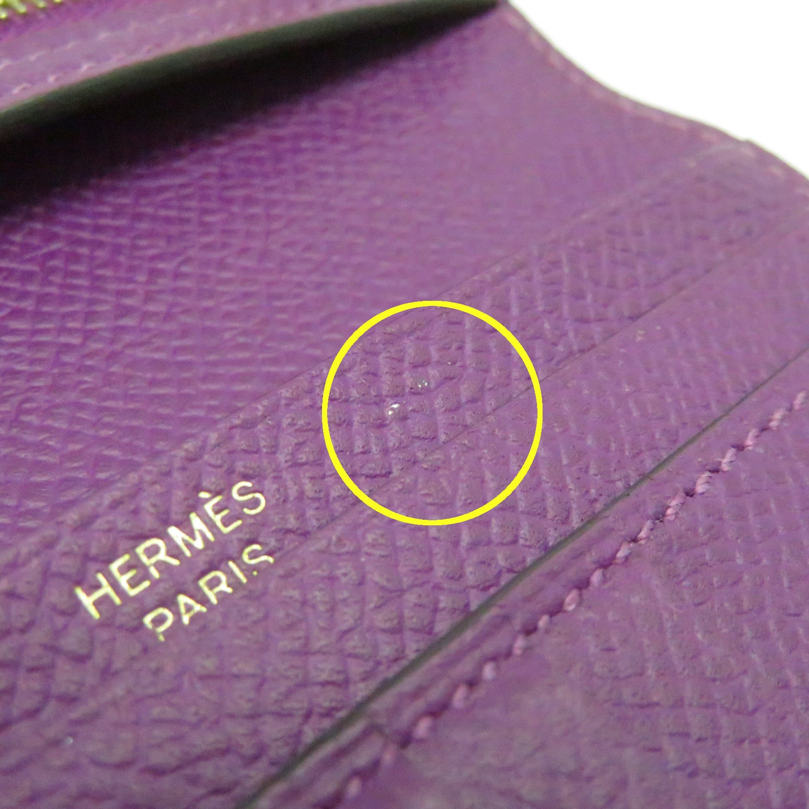 HERMES Epsom Leather Bearn W Snap Gold Buckle Wallet Anemone Purple