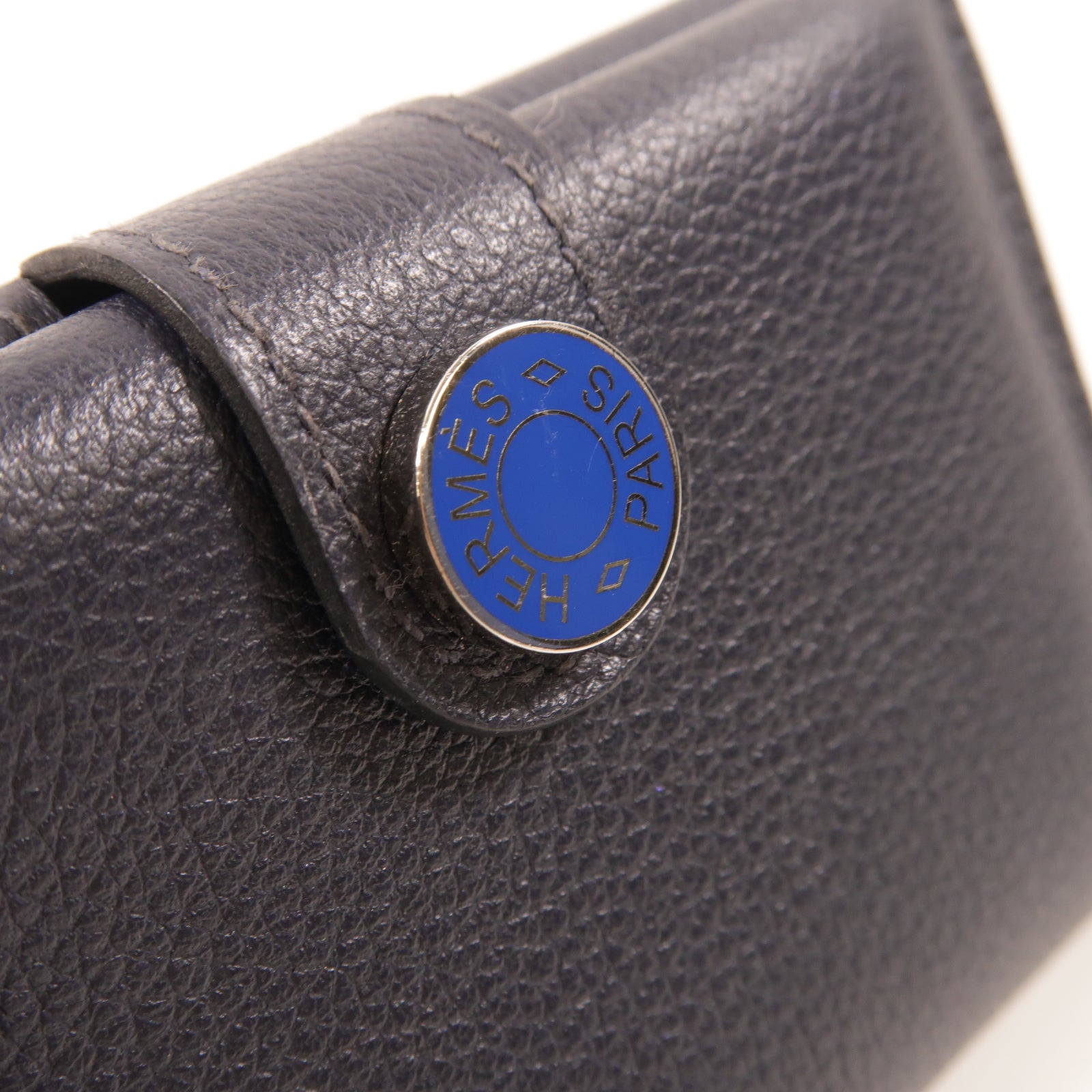 HERMES Evercolor皮革R M S Card Holder銀扣卡片套深藍色