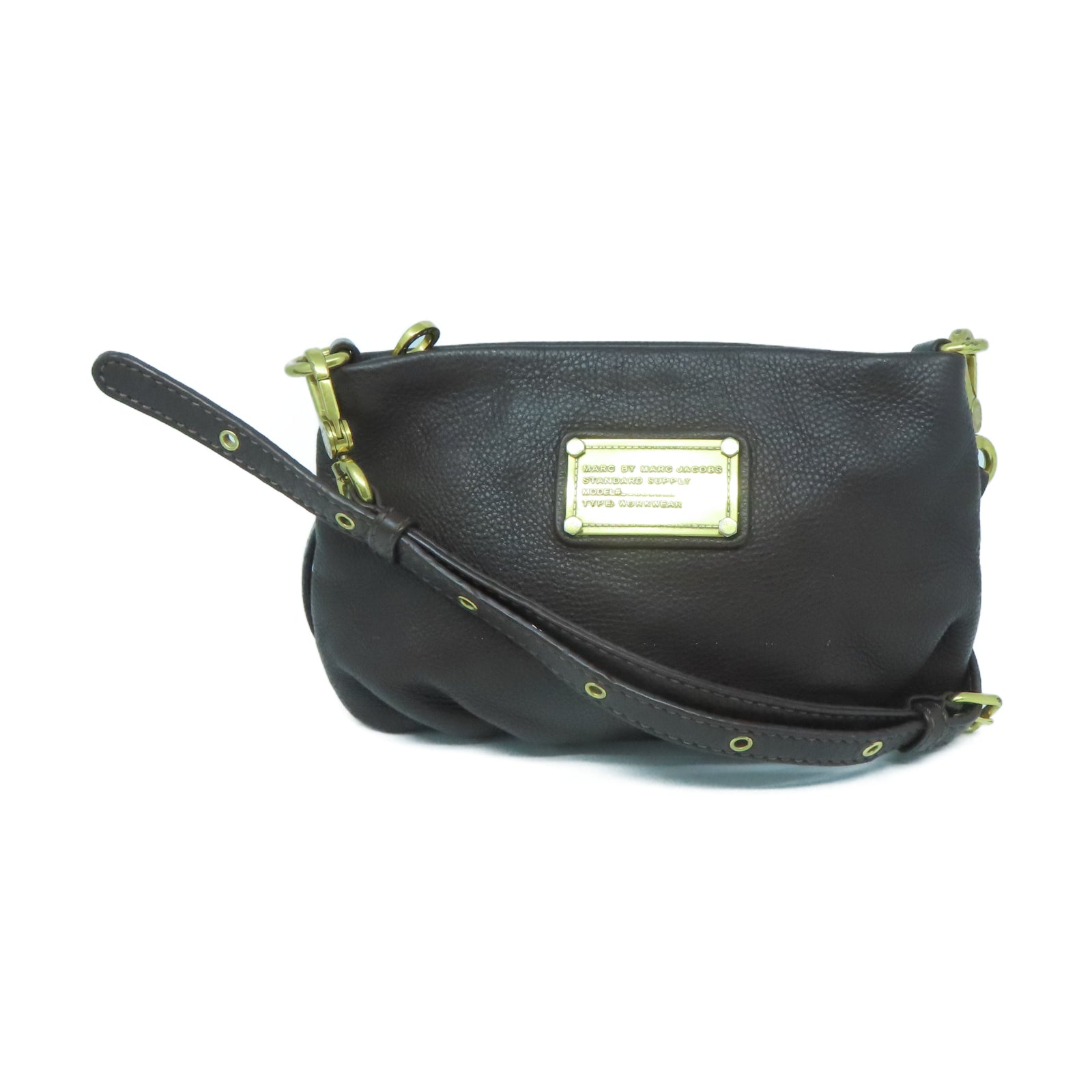 MARC BY MARC JACOBS 【激減優惠】牛皮皮革Shoulder Bag金扣肩背袋啡色