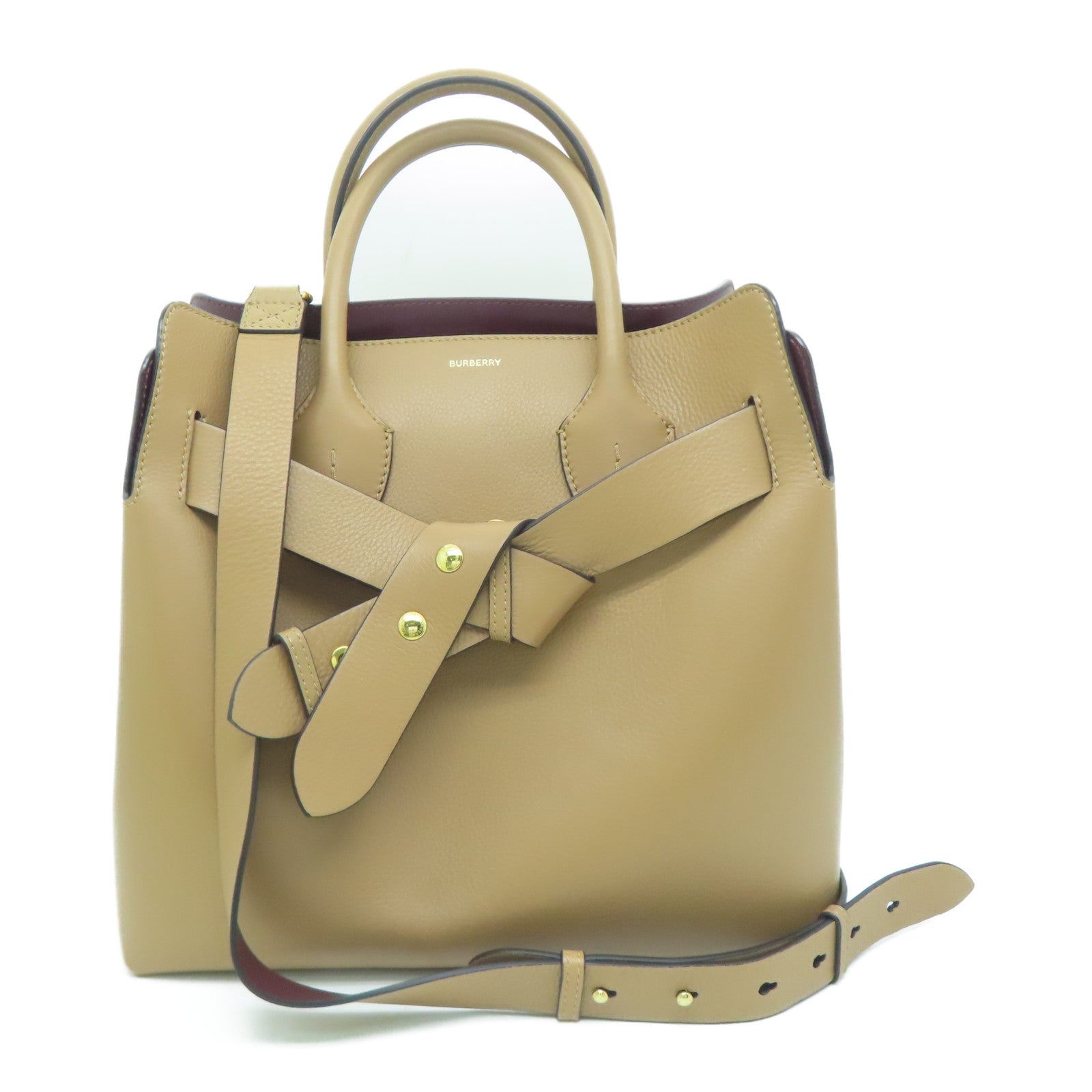 BURBERRY 牛皮皮革2Way Shoulder金扣手挽肩背兩用袋啡色