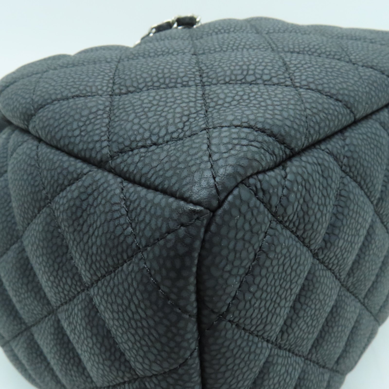 CHANEL 菱格牛皮皮革Chain Shoulder Bag銀扣鏈帶肩背袋灰色