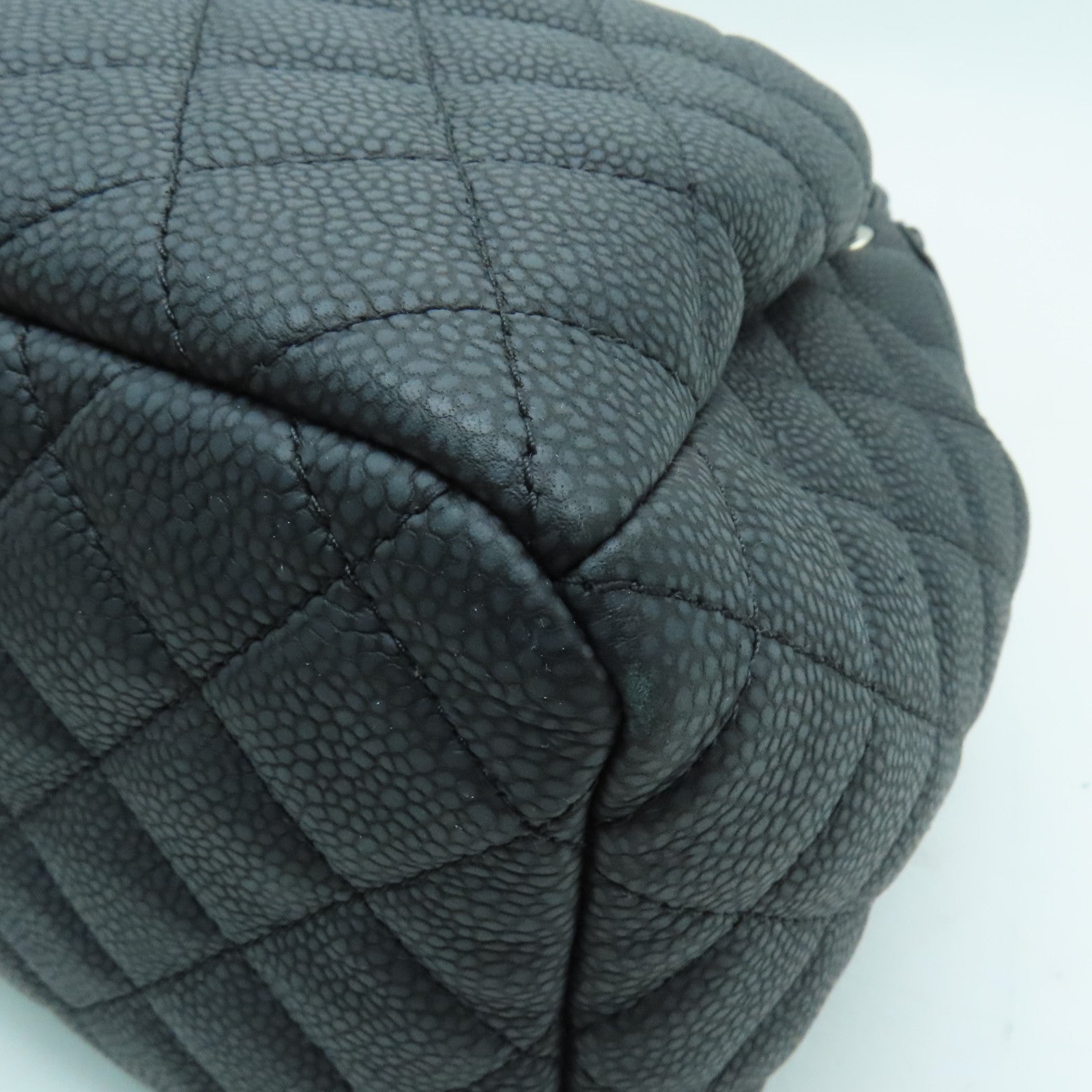 CHANEL 菱格牛皮皮革Chain Shoulder Bag銀扣鏈帶肩背袋灰色
