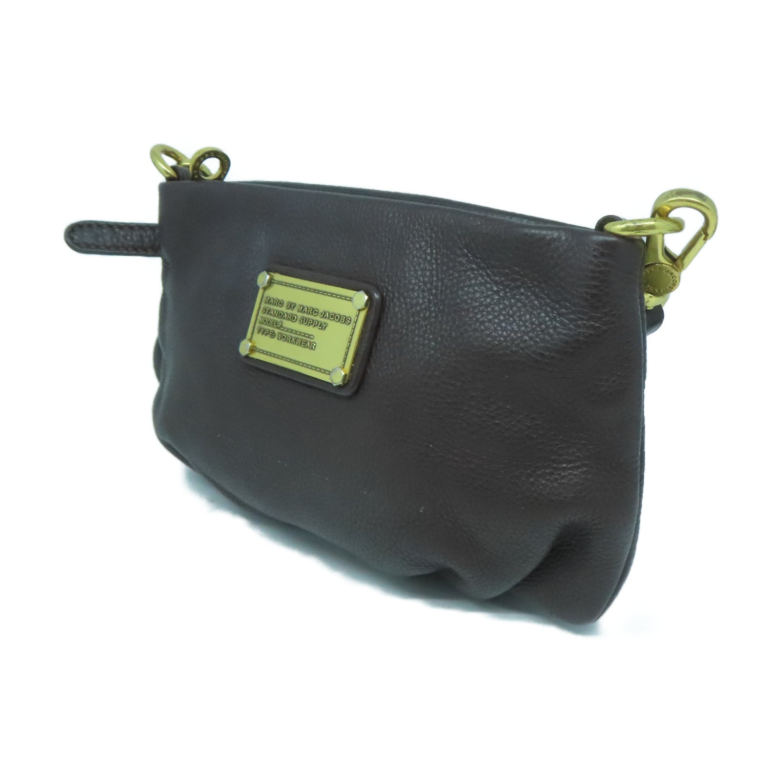 MARC BY MARC JACOBS 【激減優惠】牛皮皮革Shoulder Bag金扣肩背袋啡色