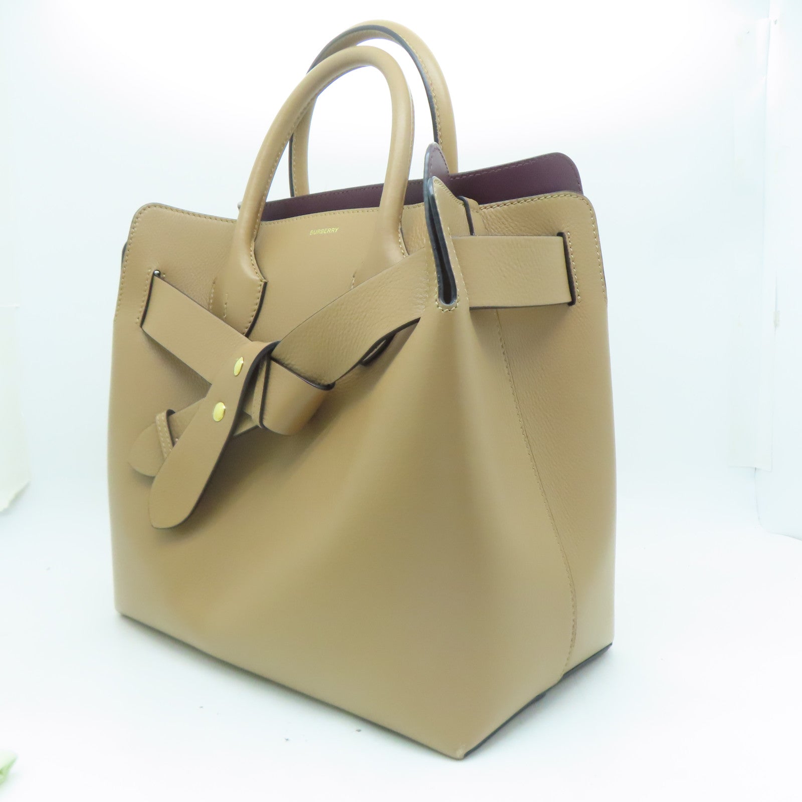 BURBERRY 牛皮皮革2Way Shoulder金扣手挽肩背兩用袋啡色