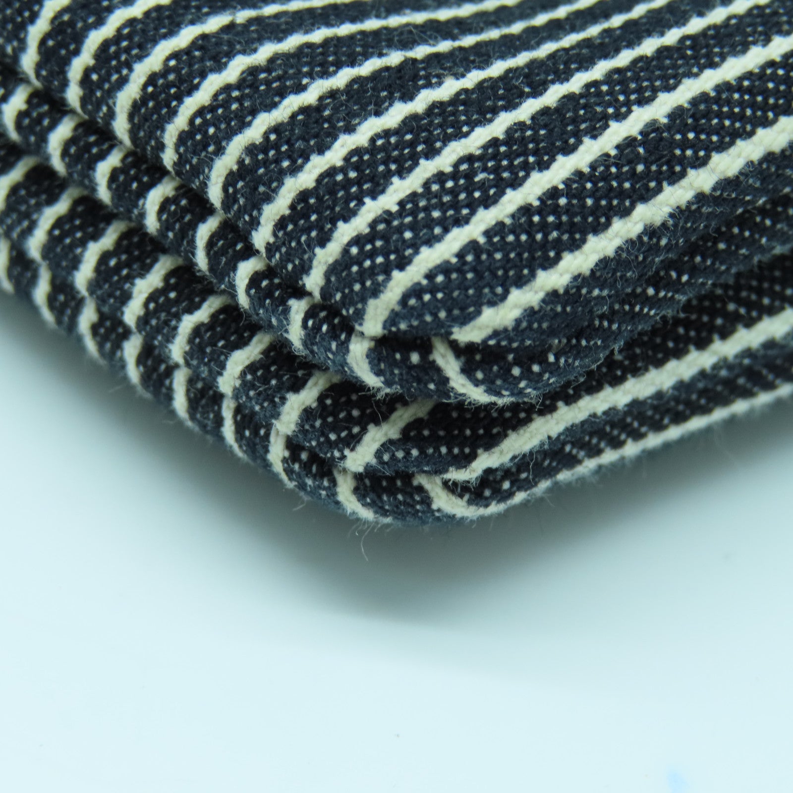 CHANEL 帆布Pouch银扣手拿包深蓝色/白色