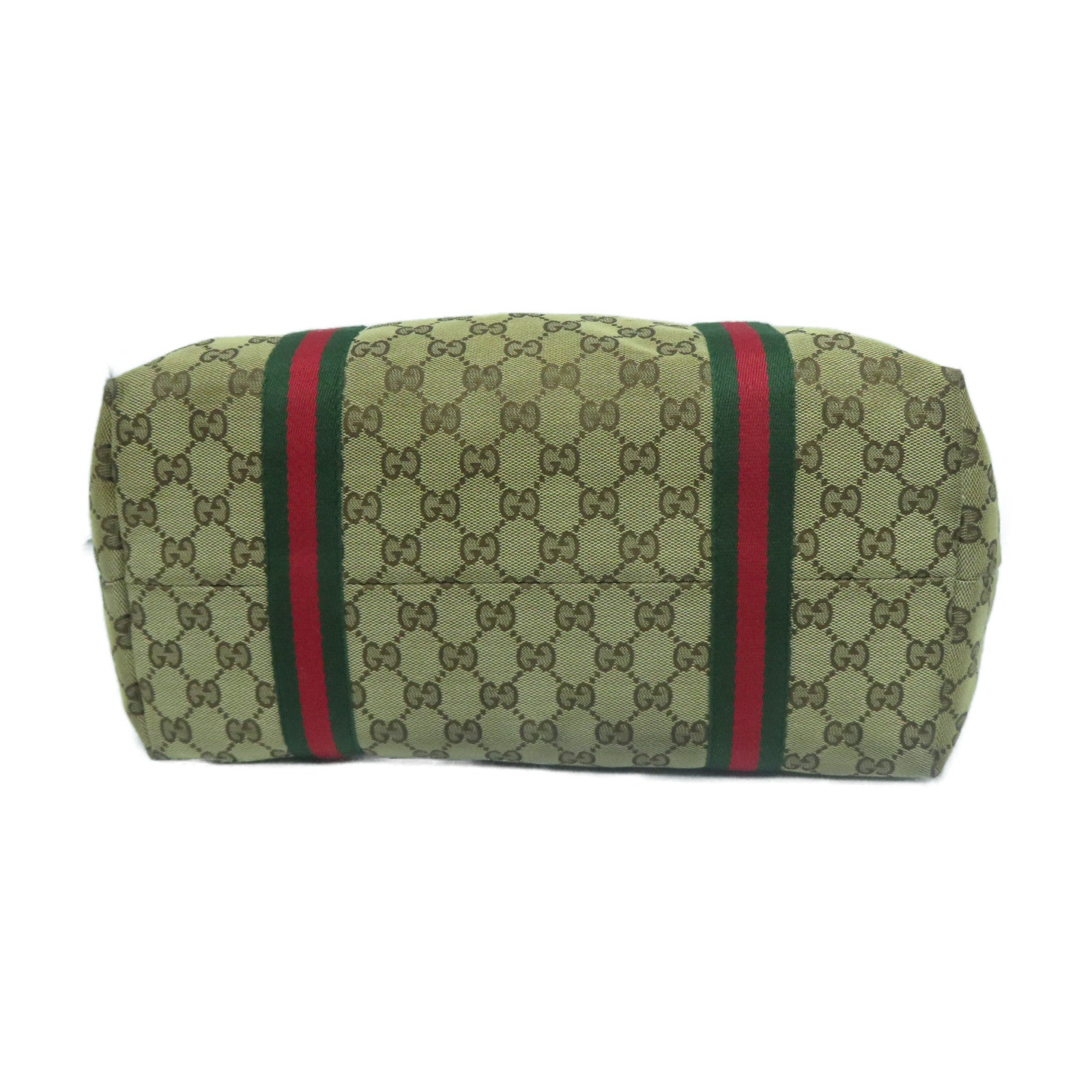 GUCCI 帆布Tote Bag金扣手挽袋白色/啡色