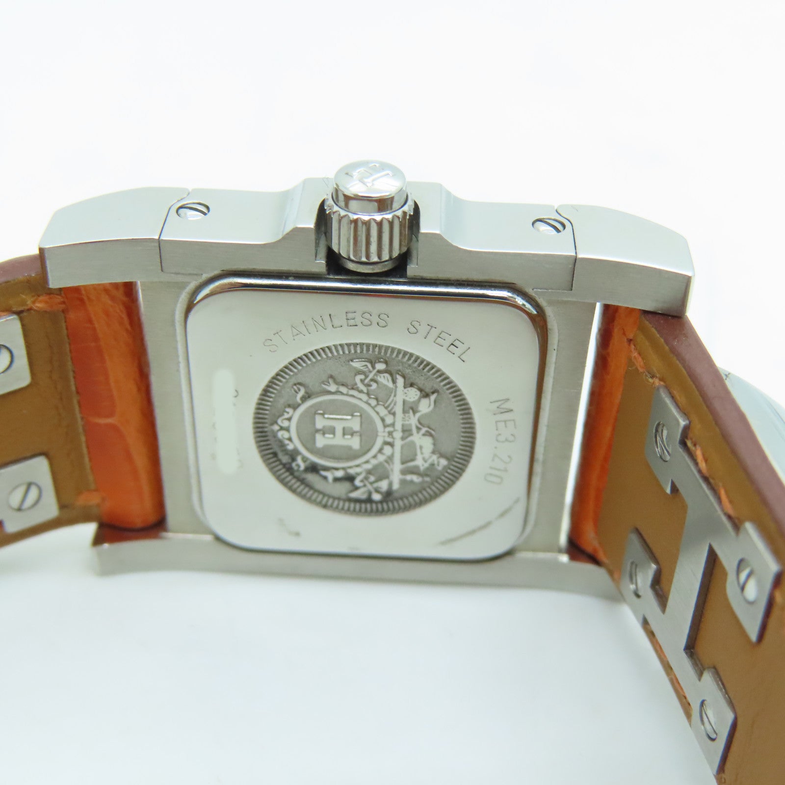 HERMES [Sharp Discount] Medor Stainless Steel/Alligator Leather Watch Quartz Movement Beige